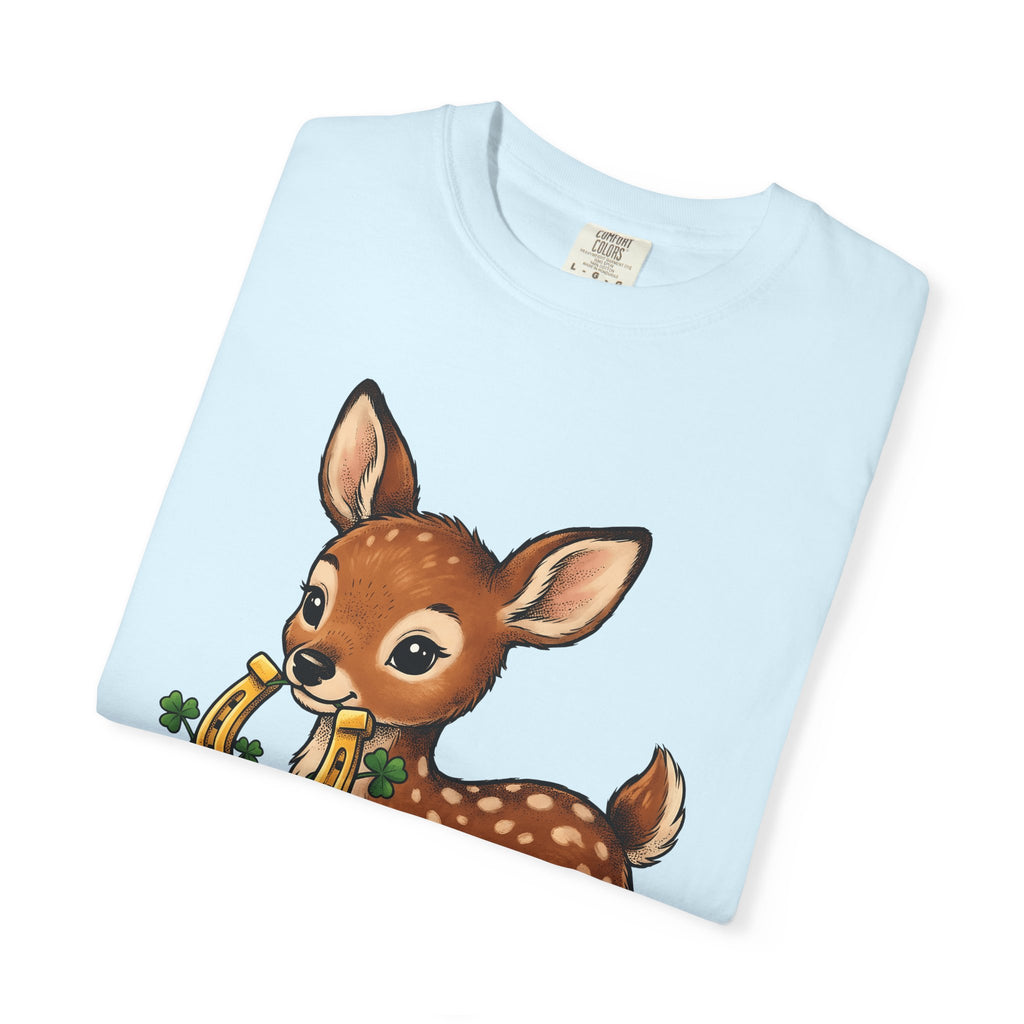 Newborn Deer Shirt St Patrick's Day Fauna Gift Women Lovable Tee Fawn T-Shirt Shamrock Fan Cute Tshirt Wildlife Graphic Classic Luck Symbol