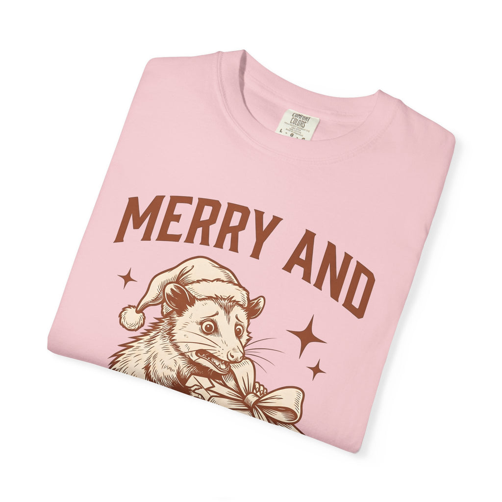 Possum Present Shirt Christmas Creatures Gift Women Cartoon Tee Opossum T-Shirt Xmas Fan Opossum Tshirt Animal Graphic Doodle Santa Cap