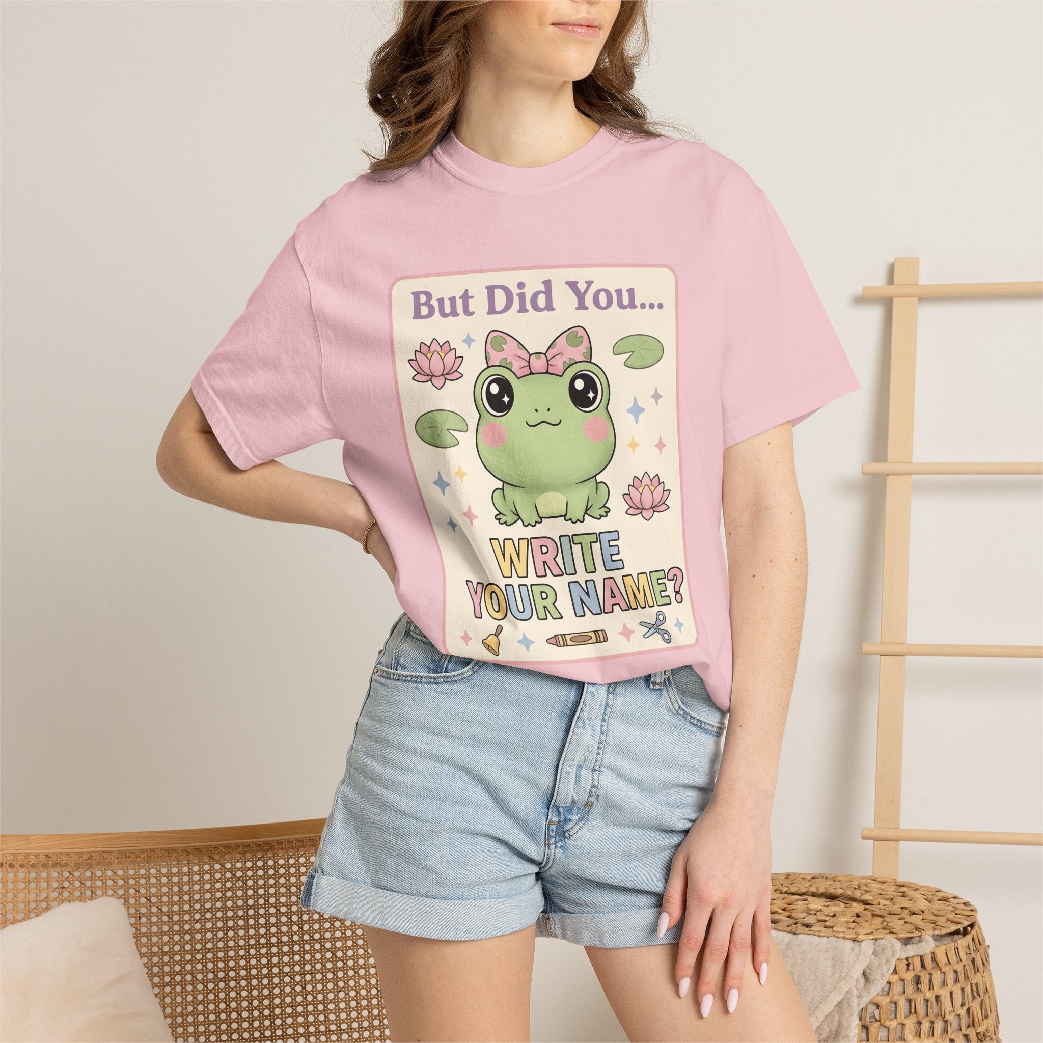 Cute Frog Shirt Teachers Classroom Gift Women Kawaii Tee Toad T-Shirt Educator Enthusiast Cartoon Tshirt Classroom Graphic Pastel Lotus
