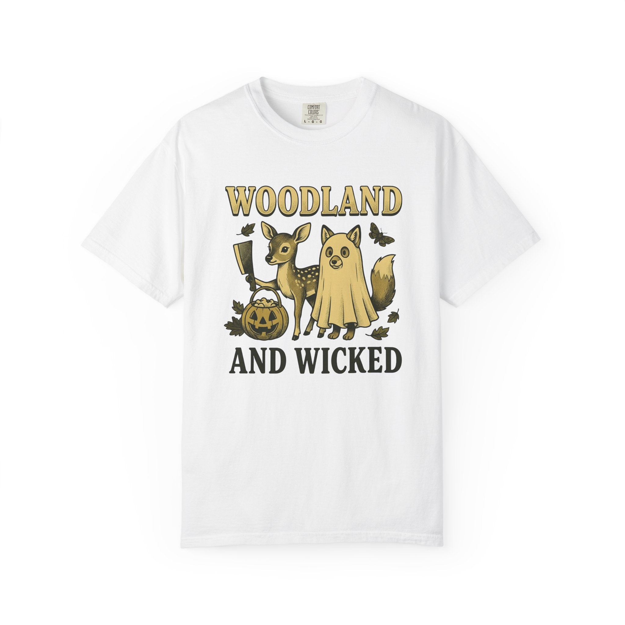 Woodland Animals Shirt Halloween Animals Gift Women Vintage Tee Wildlife T-Shirt Halloween Fan Retro Tshirt Creature Graphic Hand Drawn