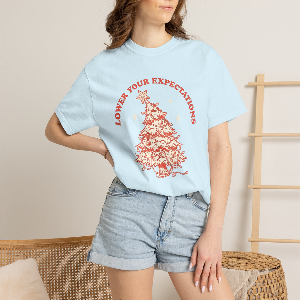 Christmas Tree Shirt Christmas Humor Gift Women Vintage Tee Fir Tree T-Shirt Xmas Fan Christmas Tree Tshirt Funny Graphic Hand Drawn