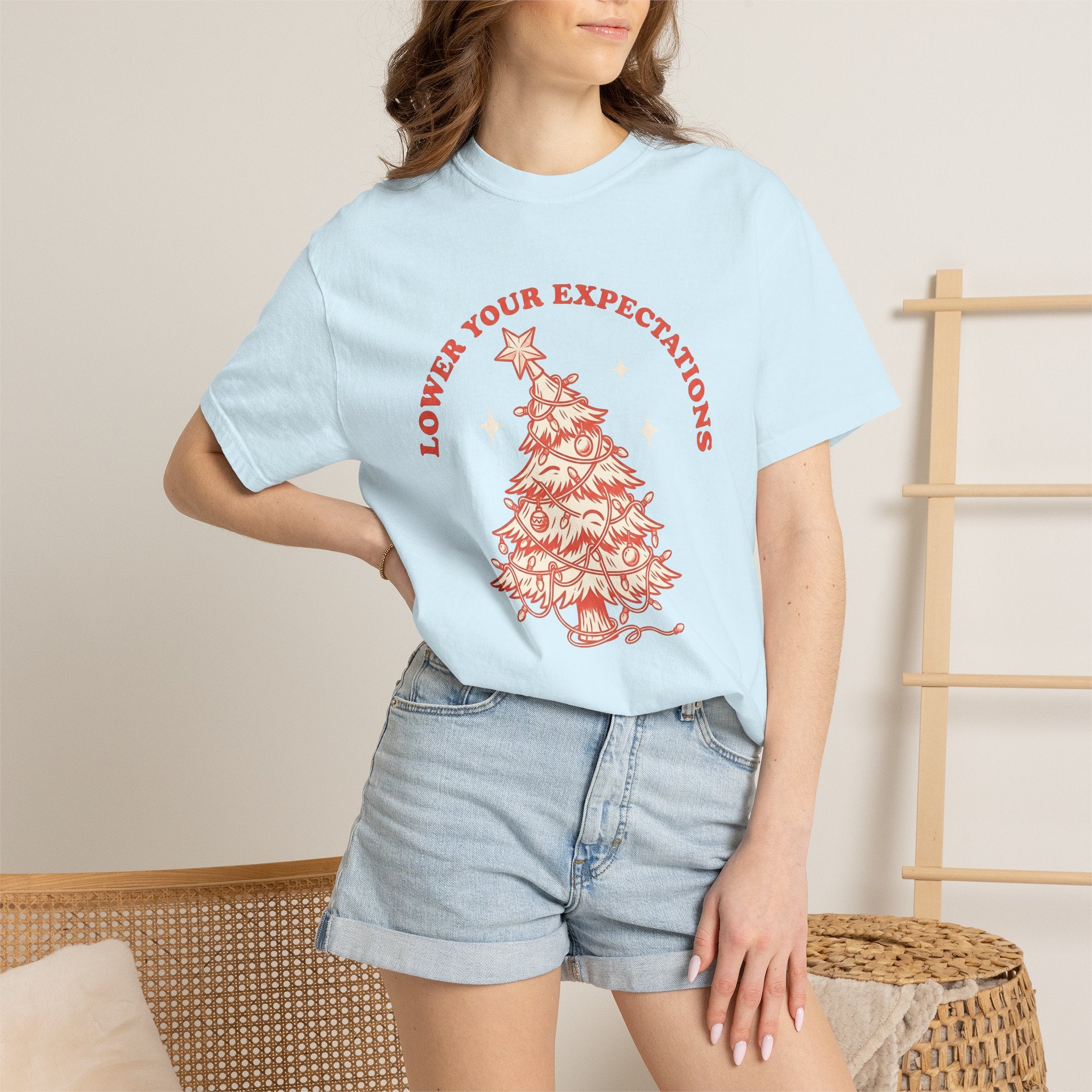 Christmas Tree Shirt Christmas Humor Gift Women Vintage Tee Fir Tree T-Shirt Xmas Fan Christmas Tree Tshirt Funny Graphic Hand Drawn
