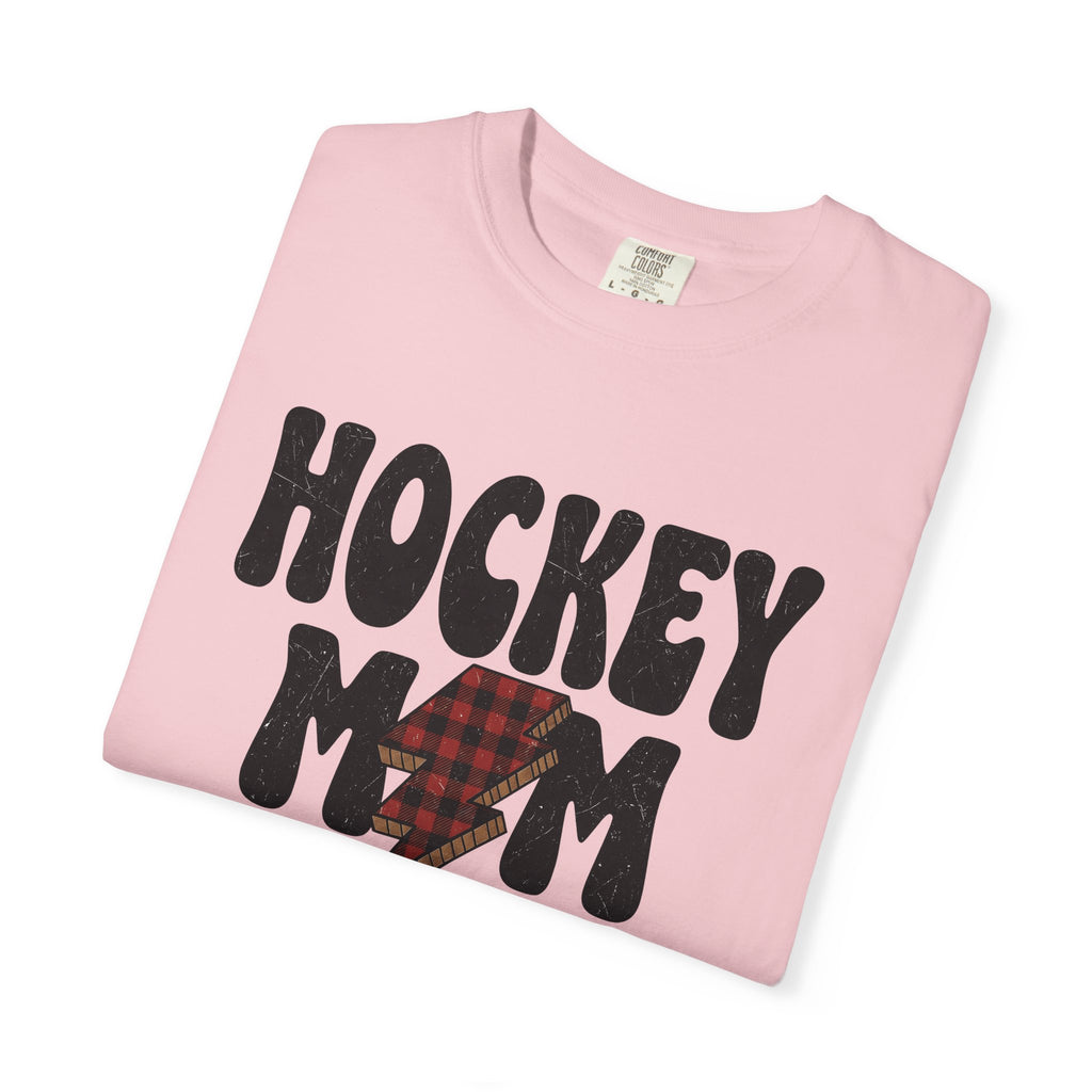 Plaid Lightning Bolt Shirt Hockey Mom Games Gift Women Hand Drawn Tee Tartan Bolt T-Shirt Hockey Mom Fan Illustrated Graphic Tshirt