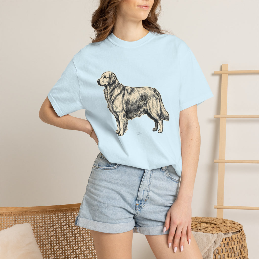 Golden Retriever Shirt Dog Pets Gift Women Hand Drawn Tee Retriever T-Shirt Dog Fan Puppy Tshirt Animal Graphic Cartoon Coat Detail Tshirt