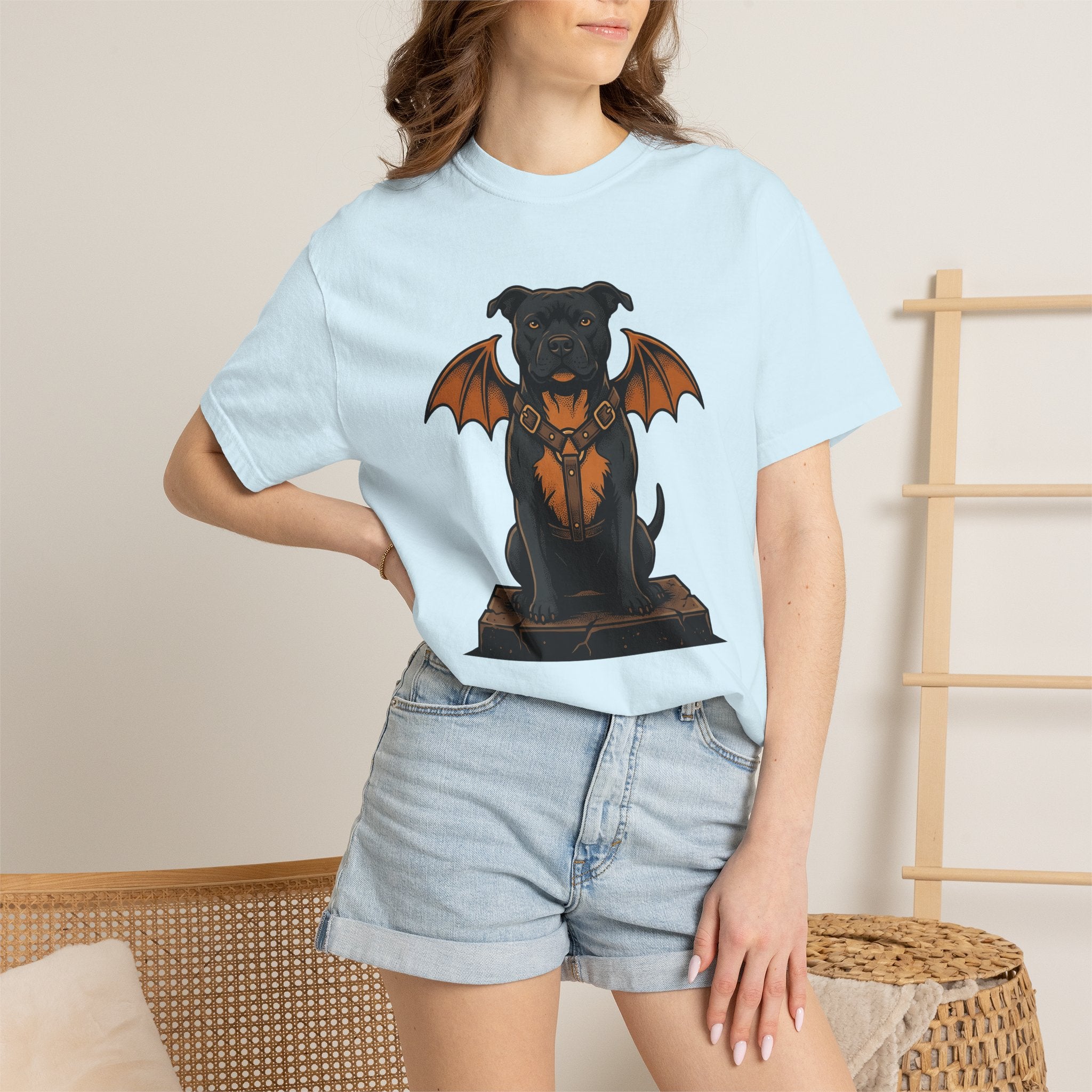 Pitbull Bat Wings Shirt Halloween Puppy Gift Women Sketch Tee Bully T-Shirt Horror Fan Pitbull Drawing Old School Belt Tshirt