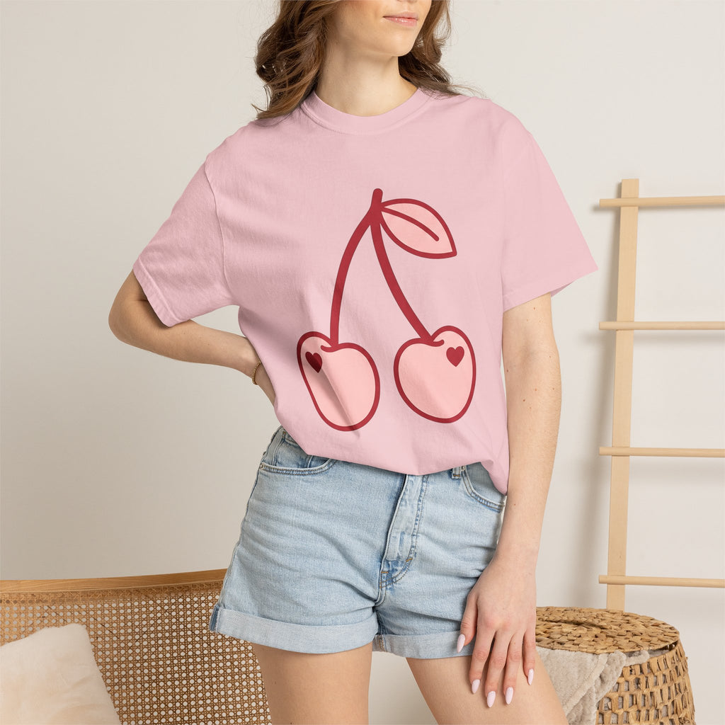 Cherry Couple Shirt Valentines Day Love Gift Women Minimalist Tee Cherries T-Shirt Valentine Fan Simple Tshirt Romance Graphic Retro Heart