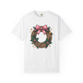 Cord Wreath Shirt Cowgirl Festive Gift Women Hand Drawn Tee Wreath T-Shirt Rodeo Fan Illustrated Graphic Classic Rose Bow Tshirt