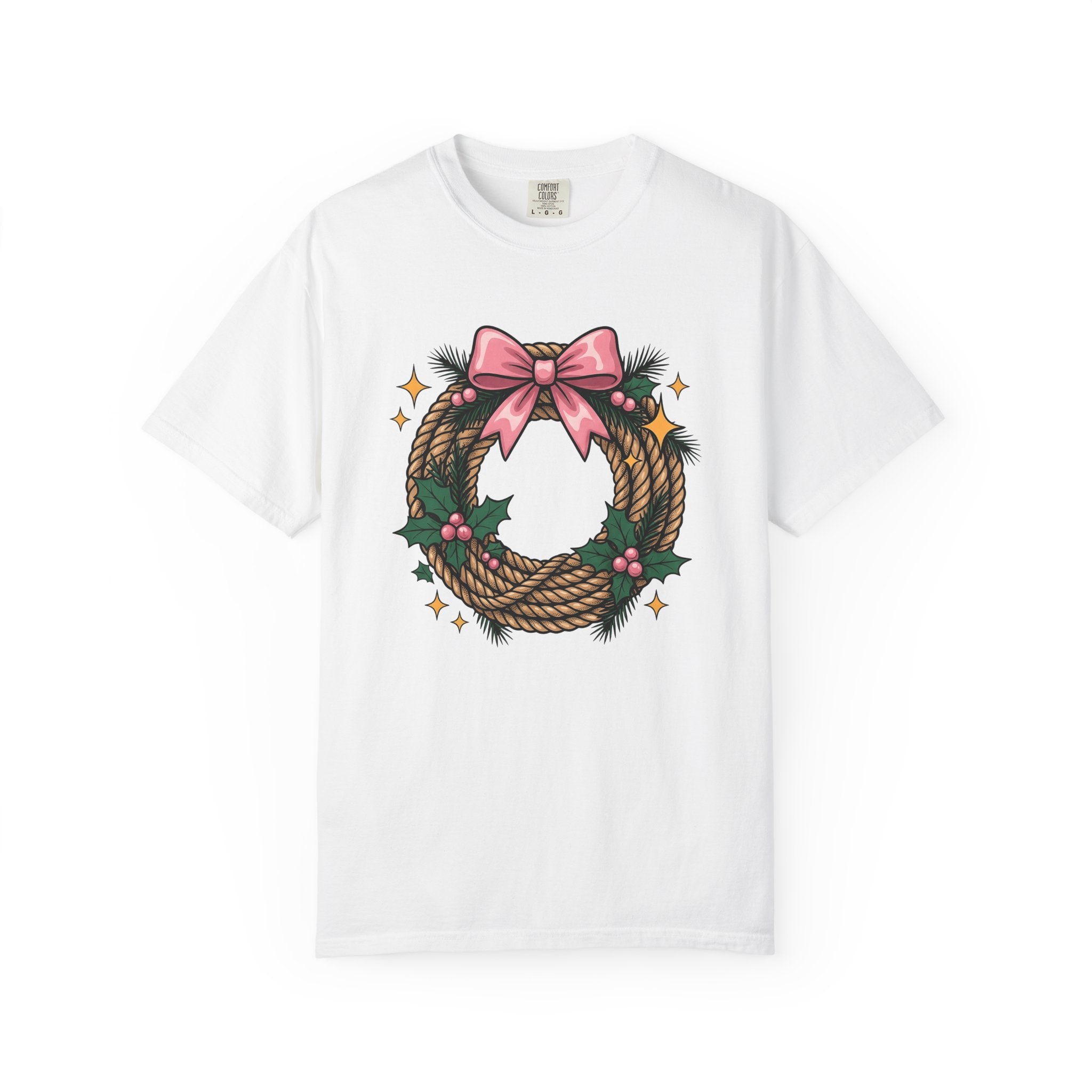 Cord Wreath Shirt Cowgirl Festive Gift Women Hand Drawn Tee Wreath T-Shirt Rodeo Fan Illustrated Graphic Classic Rose Bow Tshirt
