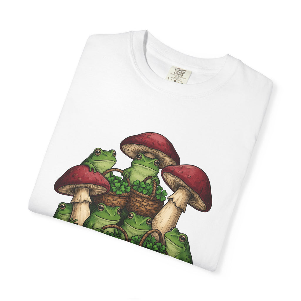 Frog Lucky Leaf Shirt St Patrick's Day Plants Gift Women Cartoon Tee Toad T-Shirt Luck Fan Comic Tshirt Floral Graphic Sketch Cap Mushroom