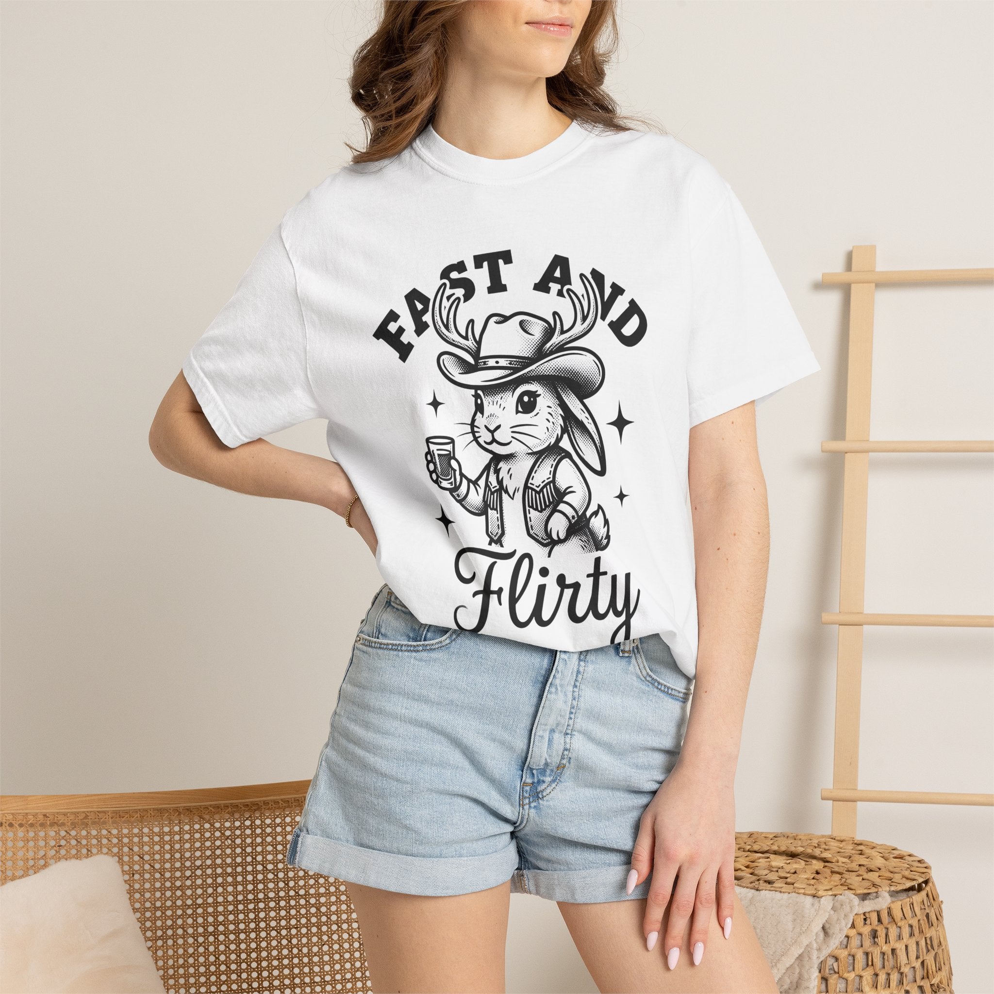 Antler Cowboy Shirt Cowgirl Creatures Gift Women Rustic Tee Buckaroo T-Shirt Rodeo Fan Country Tshirt Wildlife Graphic Doodle Star Pattern