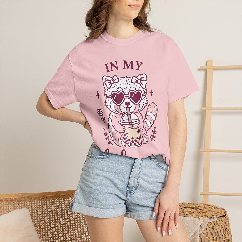 Raccoon Bubble Tea Shirt Coffee Wildlife Gift Women Kawaii Tee Boba T-Shirt Coffee Fan Cute Tshirt Animal Graphic Sketch Heart Shades Tshirt