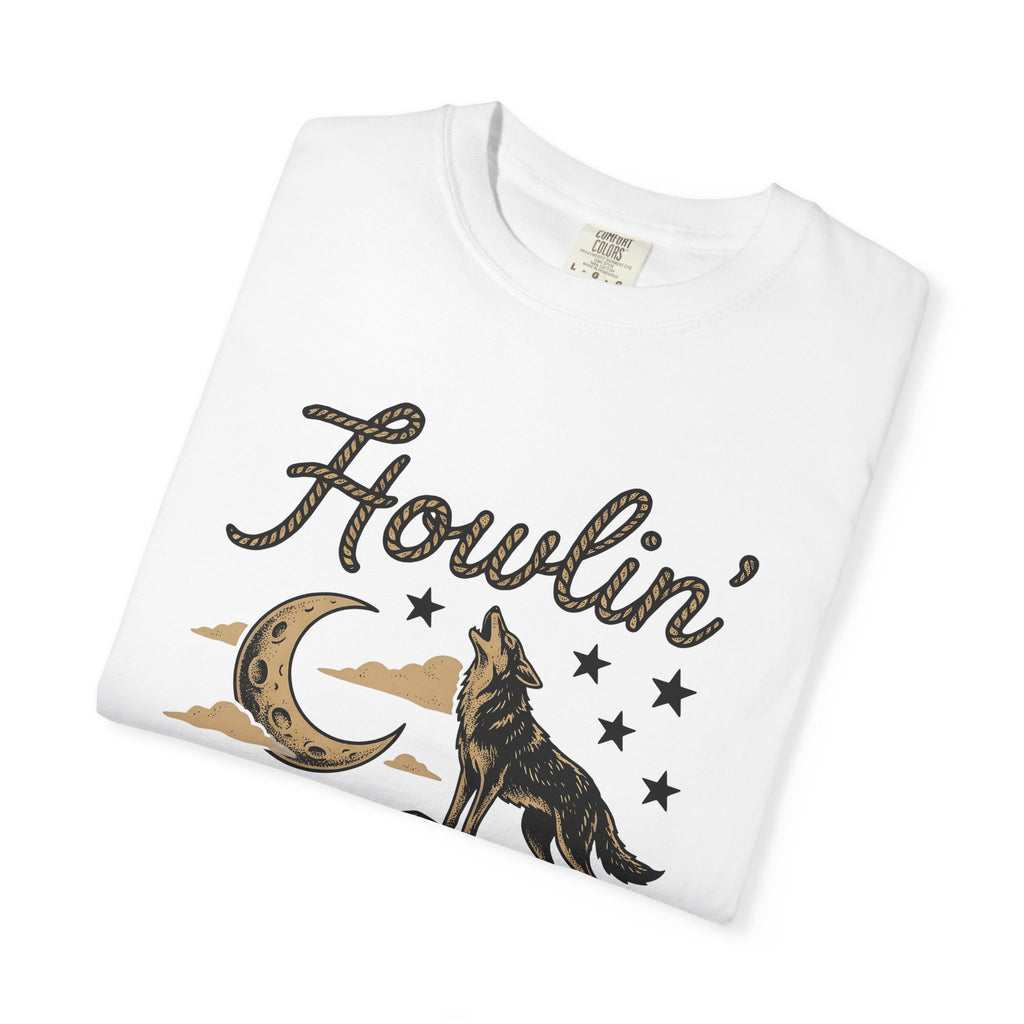 Wolf Howling Shirt Cowgirl Cowboy Gift Women Retro Tee Wolf T-Shirt Rodeo Fan Vintage Tshirt Cowboy Graphic Throwback Moon Phase Tshirt