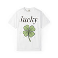 Four Leaf Clover Shirt Holiday Luck Gift Women Hand Drawn Tee Shamrock T-Shirt Vacation Fan Illustrated Tshirt Fortune Graphic Minimalist