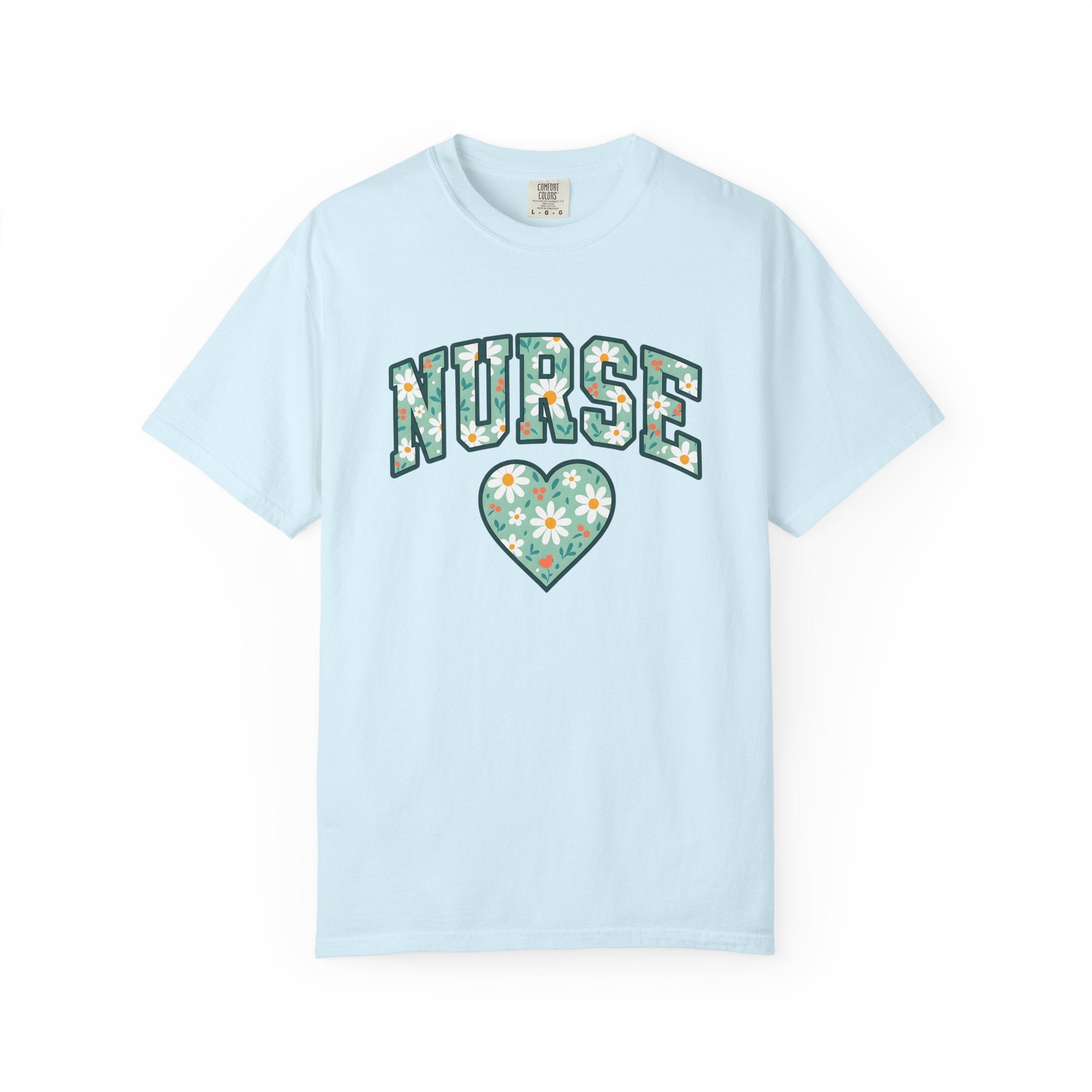 Blossom Heart Shirt Nurse Plants Gift Women Graphic Tee Heart T-Shirt Healthcare Enthusiast Illustration Design Floral Graphic Classic Daisy