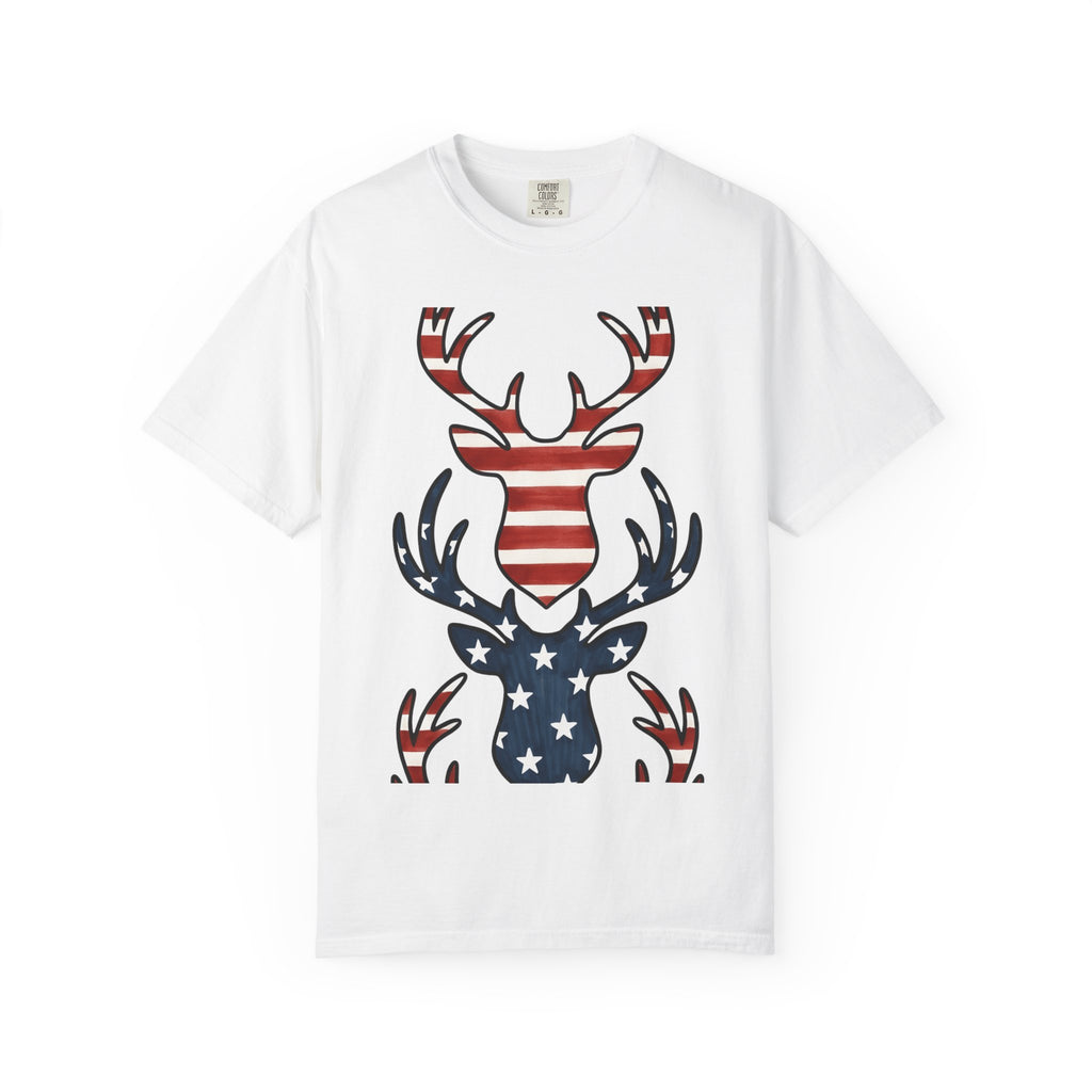 Buck Antlers Shirt 4th Of July Game Hunting Gift Women Retro Tee Deer Antlers T-Shirt Independence Day Enthusiast Vintage Tshirt Hunter