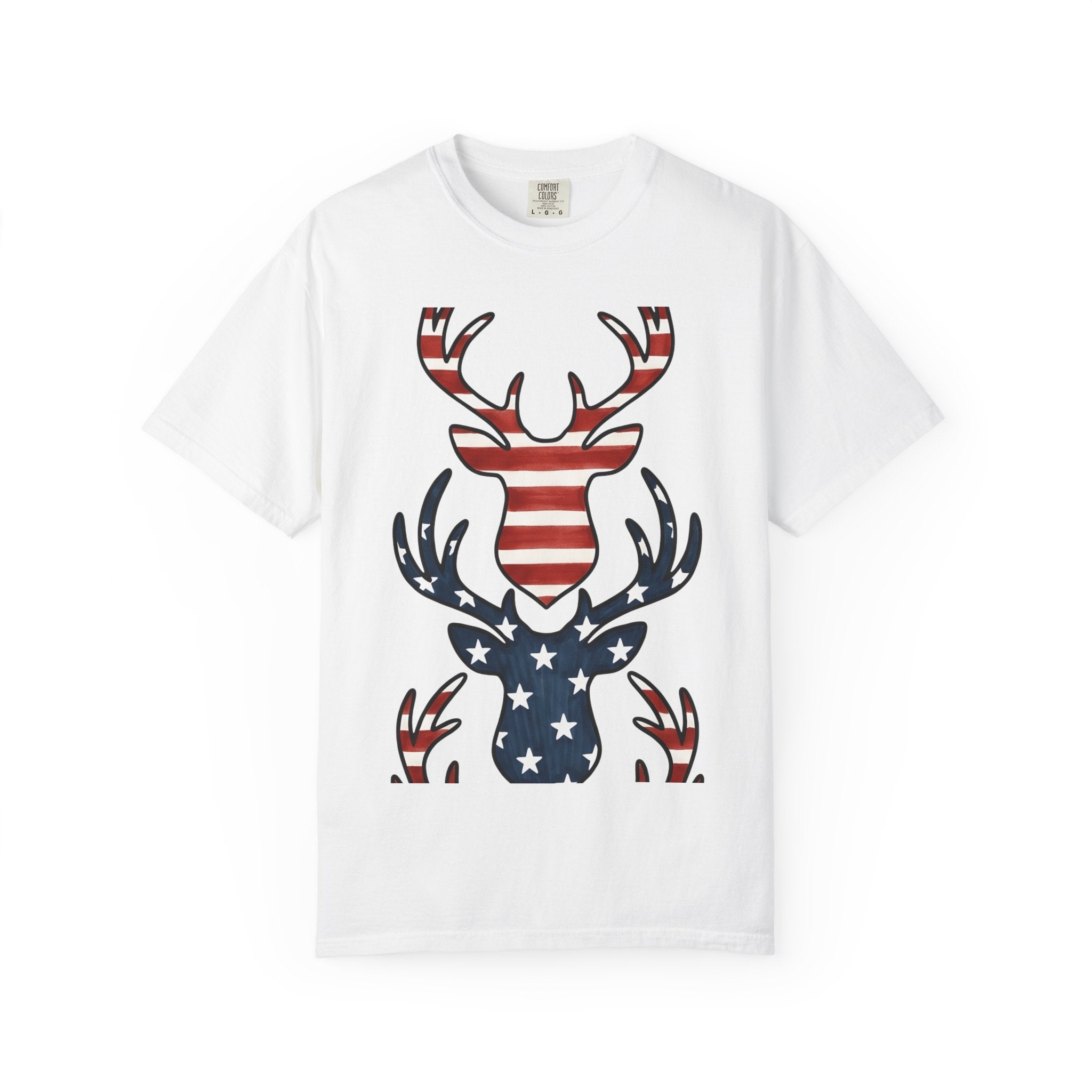 Buck Antlers Shirt 4th Of July Game Hunting Gift Women Retro Tee Deer Antlers T-Shirt Independence Day Enthusiast Vintage Tshirt Hunter