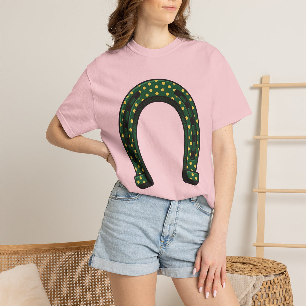 Lucky Horseshoe Shirt St Patrick's Day Amulet Gift Women Hand Drawn Tee Horseshoe T-Shirt St Patricks Fan Hand Drawn Tshirt Charm Graphic