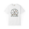 Golf Clubs Ball Shirt Golf Hiking Gift Women Drawing Tee Golf Ball T-Shirt Golfer Enthusiast Golfing Tshirt Trekker Graphic Retro Banner