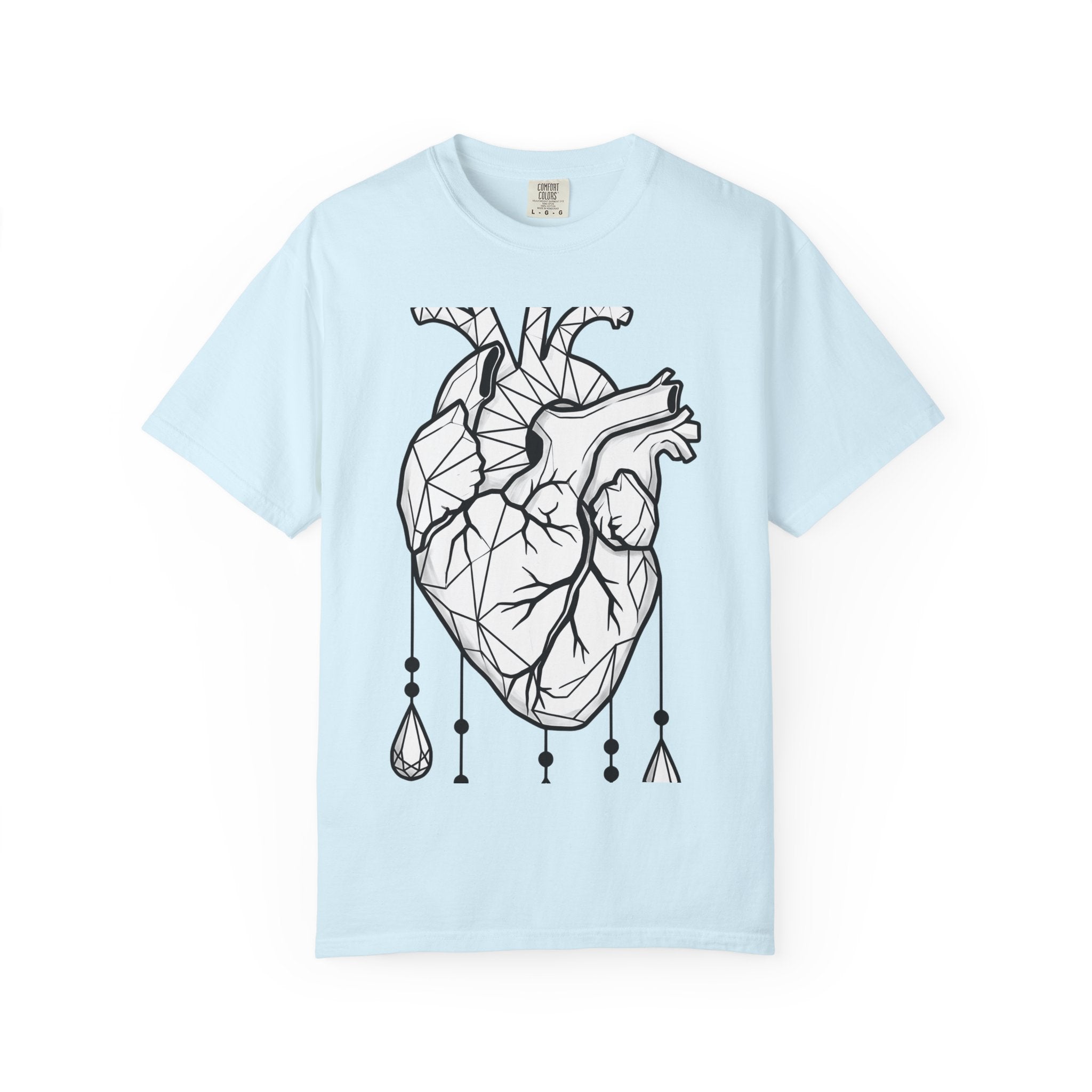 Angular Heart Shirt Boho Chic Ink Gift Women Sketch Tee Heart T-Shirt Bohemian Fan Doodle Tshirt Tattoo Graphic Graphic Stones Tshirt