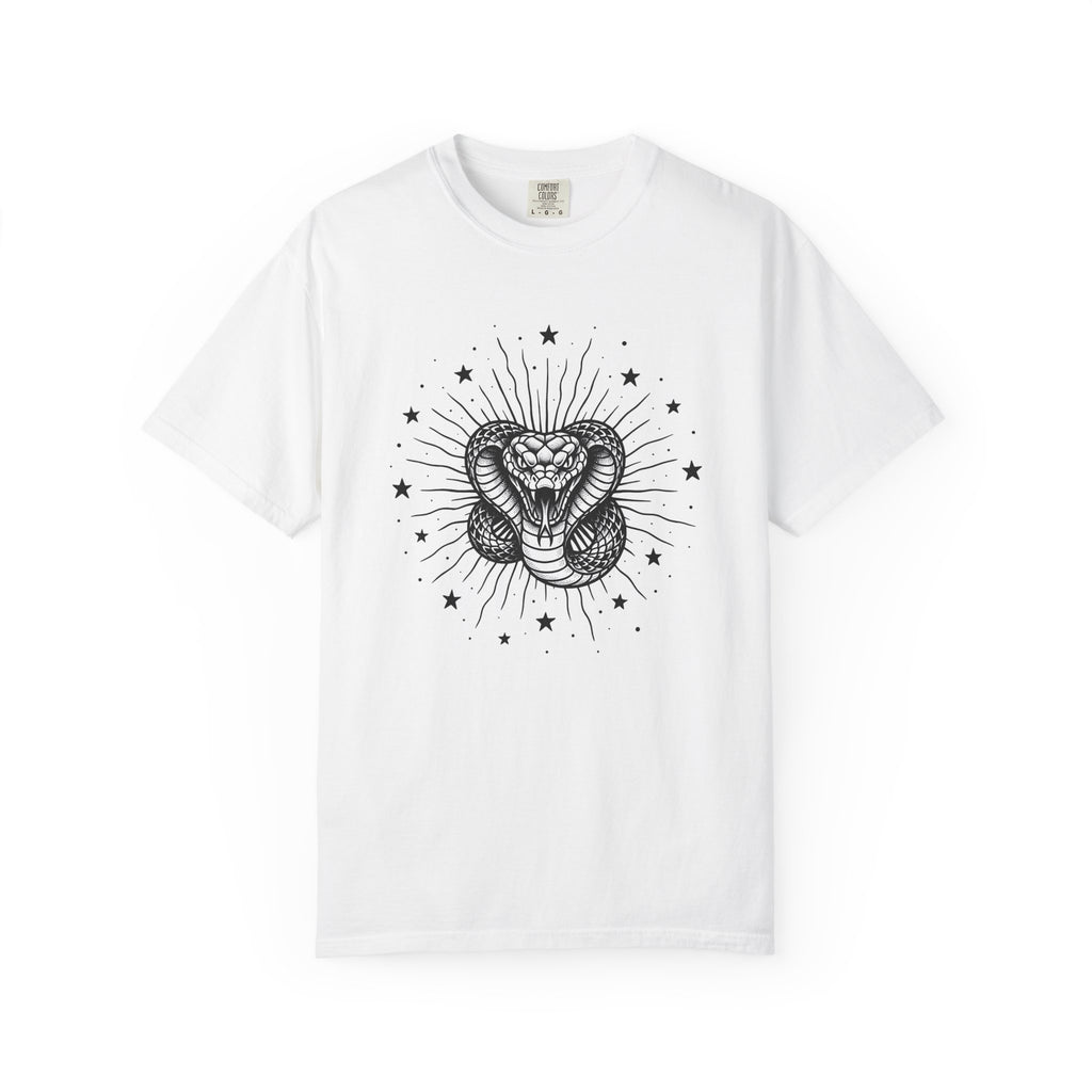 Serpent Art Shirt Boho Chic Zodiac Gift Women Line Art Tee Snake T-Shirt Bohemian Fan Minimalist Tshirt Astrology Graphic Hand Drawn Star