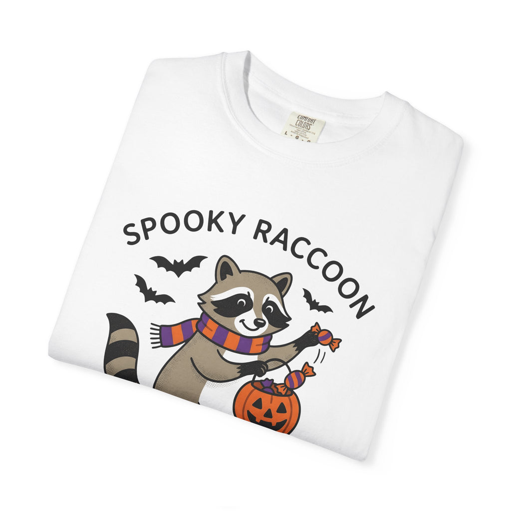 Raccoon Pumpkin Shirt Halloween Wildlife Gift Women Cartoon Tee Trash Panda T-Shirt Horror Fan Toon Tshirt Animal Graphic Hand Drawn Bats