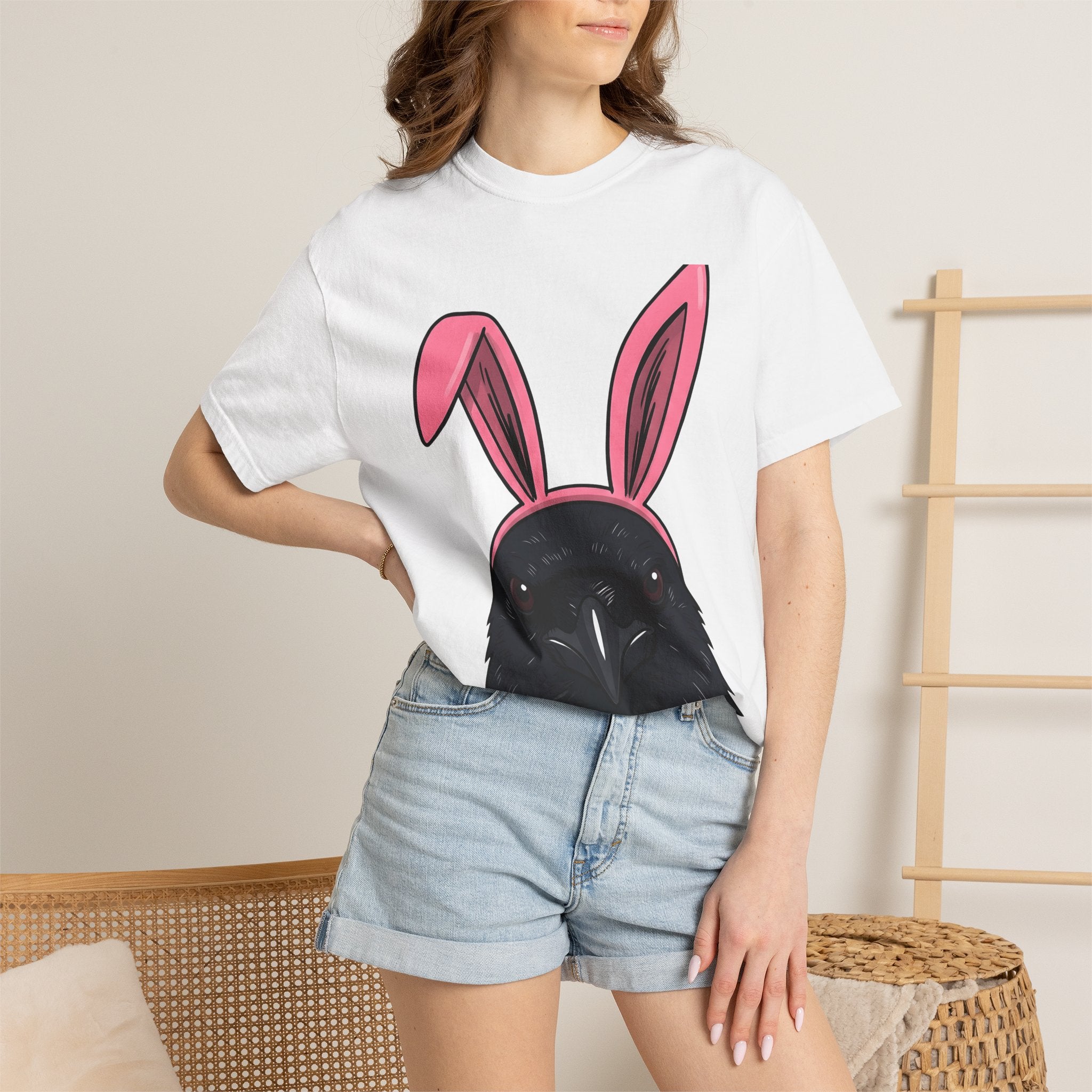 Blackbird Bunny Ears Shirt Easter Comedy Gift Women Animated Tee Rabbit Ears T-Shirt Easter Fan Cartoon Tshirt Humor Graphic Doodle Critter