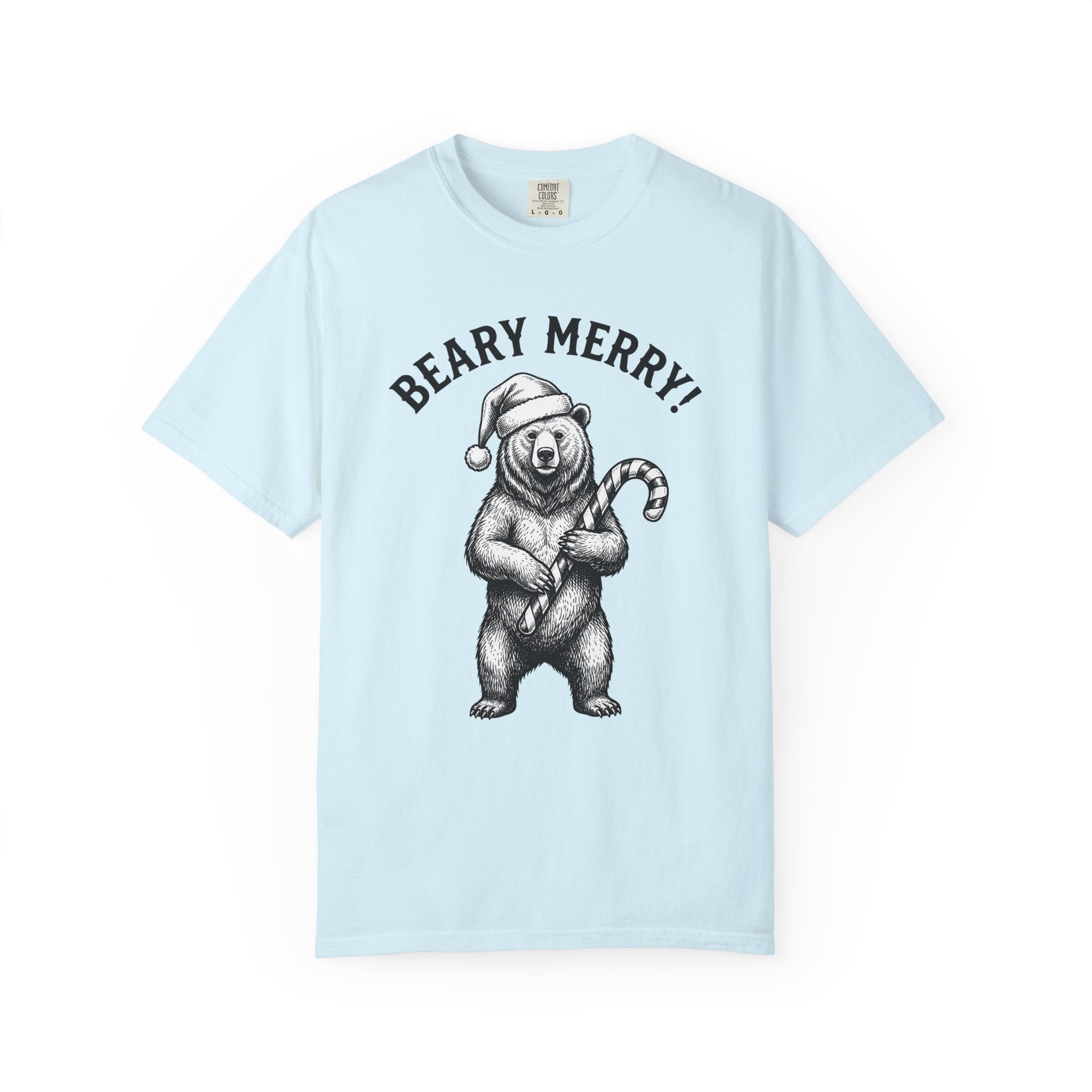 Bear Santa Hat Shirt Christmas Animal Gift Women Hand Drawn Tee Teddy T-Shirt Xmas Fan Illustrated Tshirt Wildlife Graphic Vintage Candy