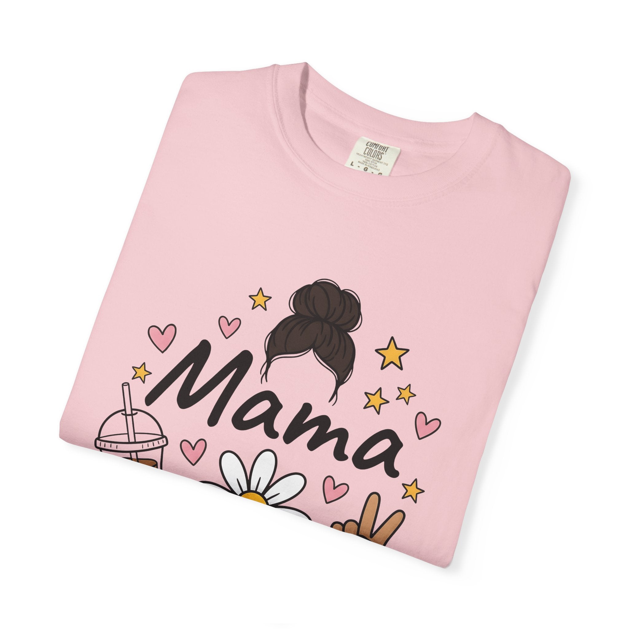 Mom Bun Shirt Mom Coffee Gift Women Doodle Tee Top Knot T-Shirt Motherhood Fan Hand Drawn Tshirt Caffeine Graphic Retro Daisy Tshirt