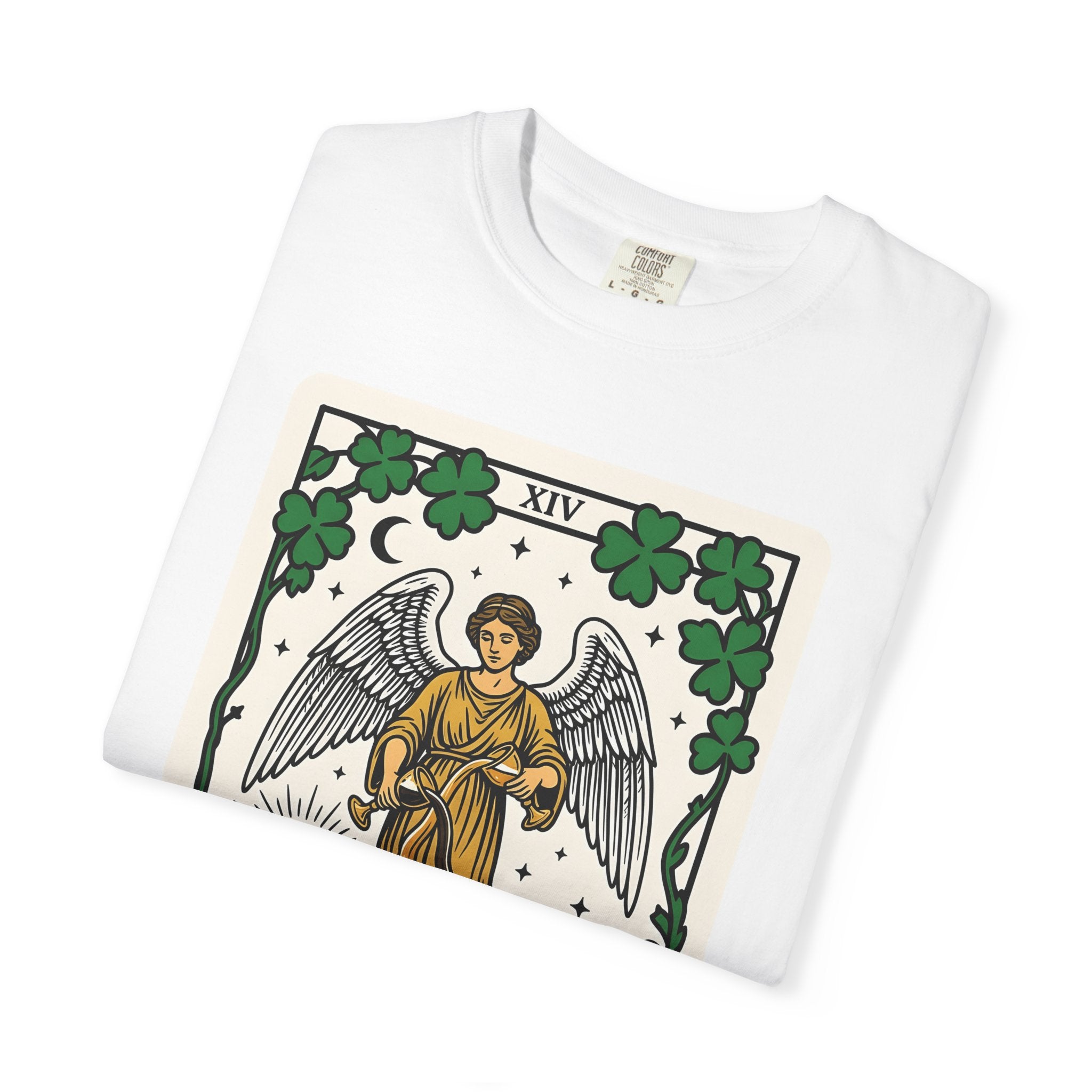 Angel Tarot Card Shirt St Patrick's Day Mystical Gift Women Vintage Tee Oracle Card T-Shirt Luck Fan Retro Tshirt Spiritual Graphic Hand
