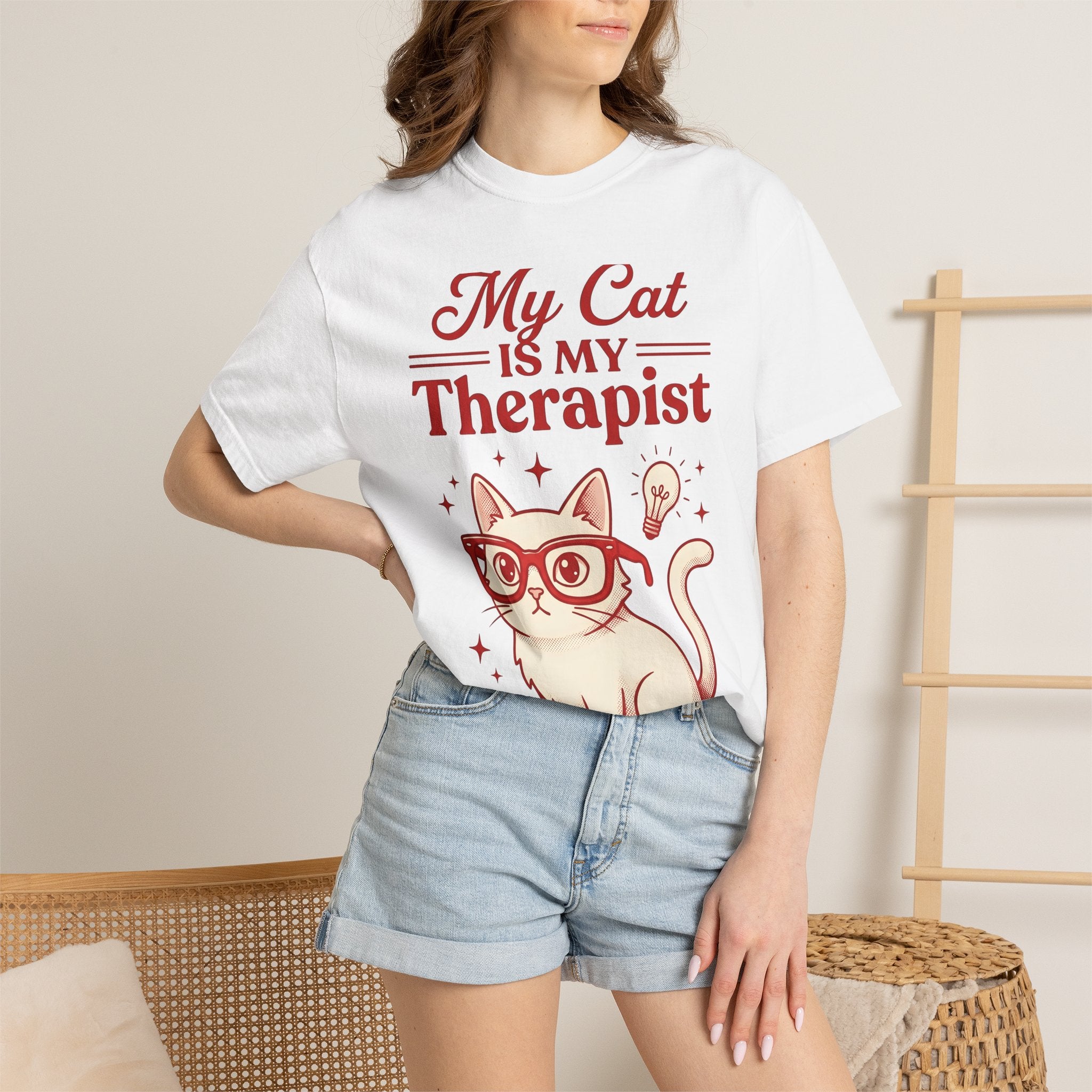 Feline Glasses Shirt Cat Funny Gift Women Doodle Tee Cat Eye T-Shirt Cat Fan Kitty Graphic Tshirt Sketch Bulb Tshirt