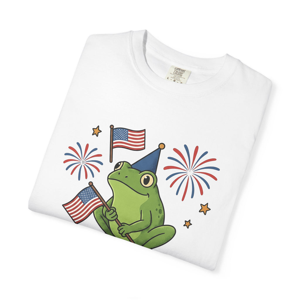 Frog Party Hat Shirt 4th Of July Animal Gift Women Cartoon Tee Toad T-Shirt Independence Day Fan Comic Tshirt Wildlife Graphic Vintage