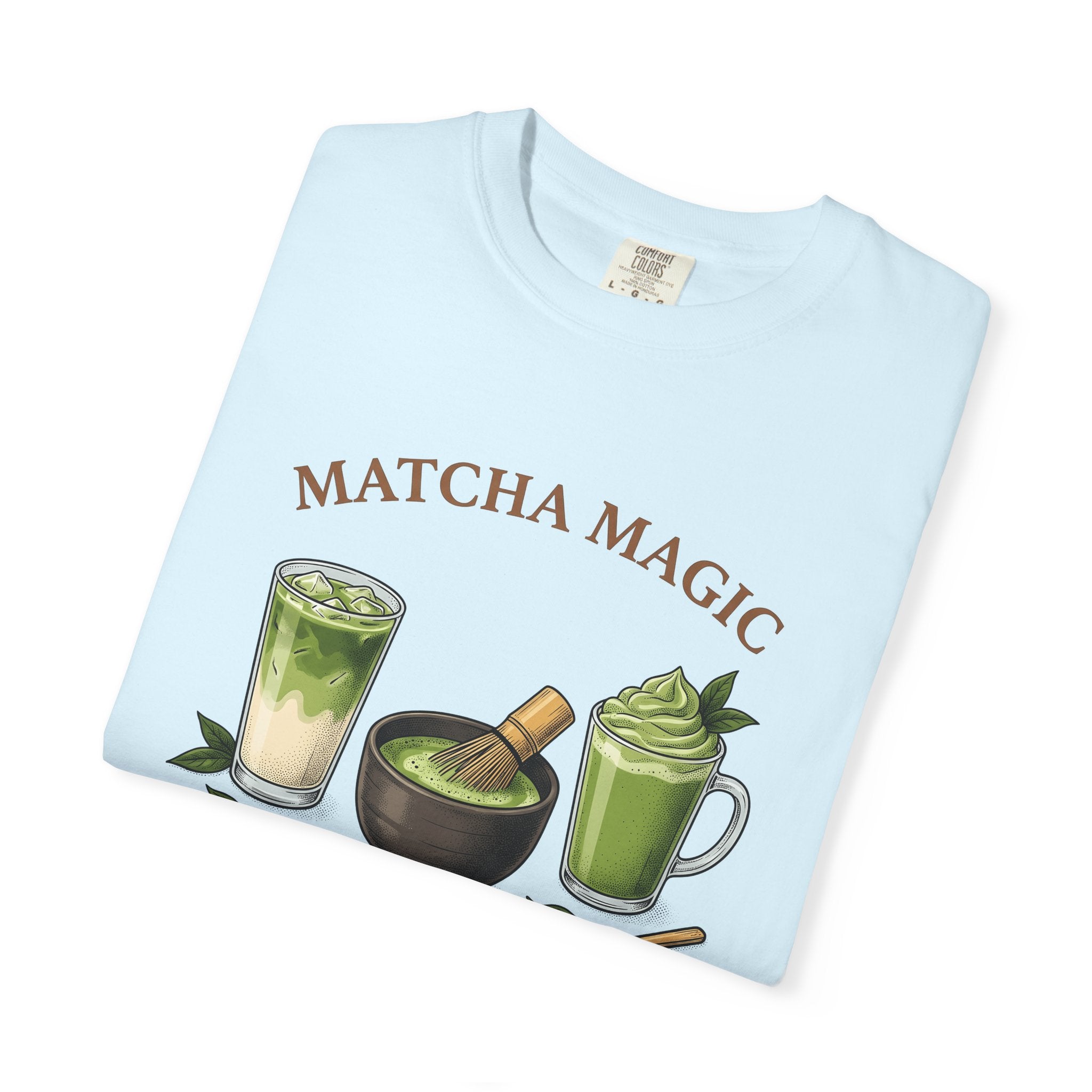 Matcha Latte Shirt Coffee Cooking Gift Women Old School Tee Green Tea T-Shirt Coffee Fan Culinary Design Tshirt Line Art Loose Tea Leaves