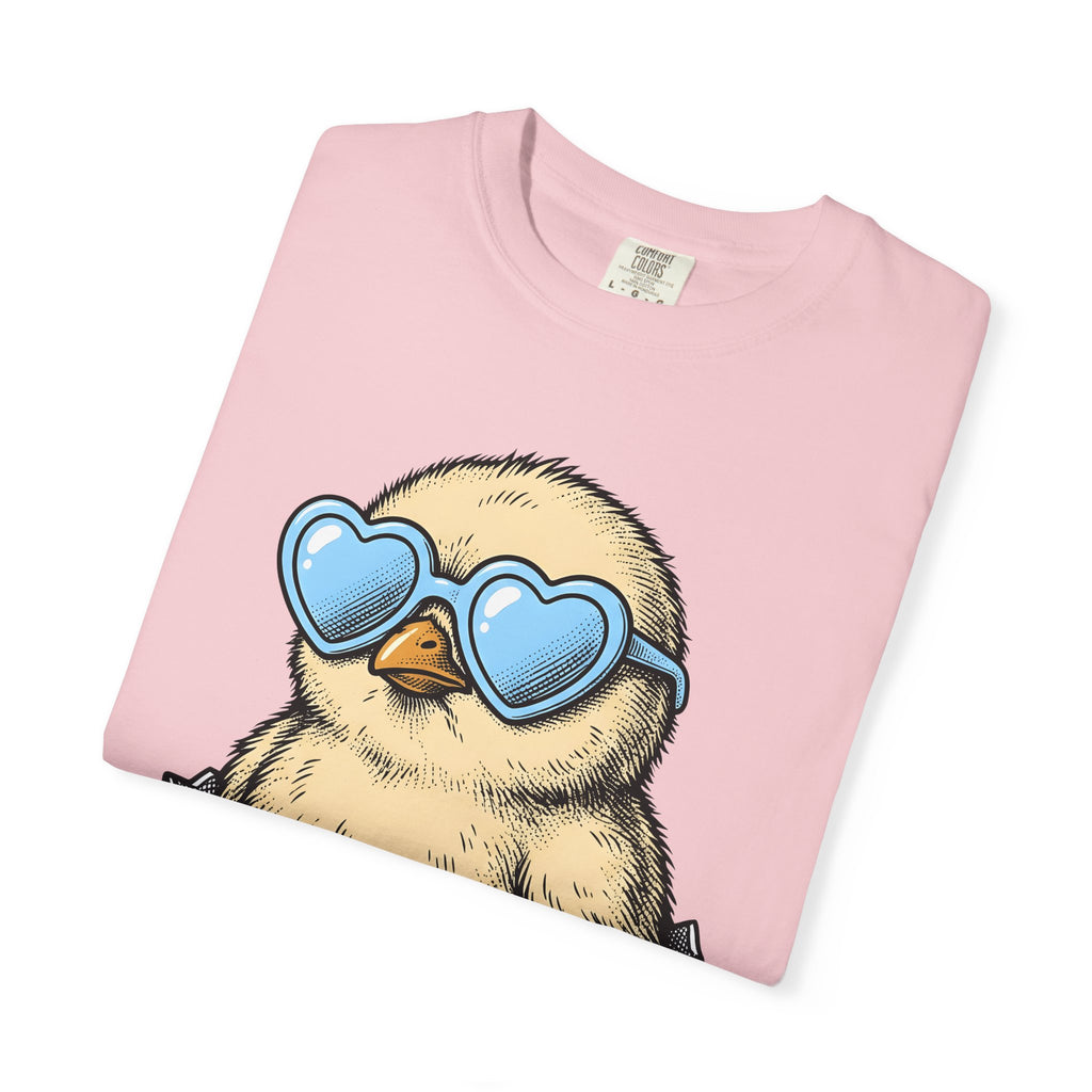 Chick Egg Shirt Easter Spring Gift Women Cartoon Tee Chick T-Shirt Easter Fan Cartoonish Tshirt Floral Graphic Hand Drawn Heart Sunglasses