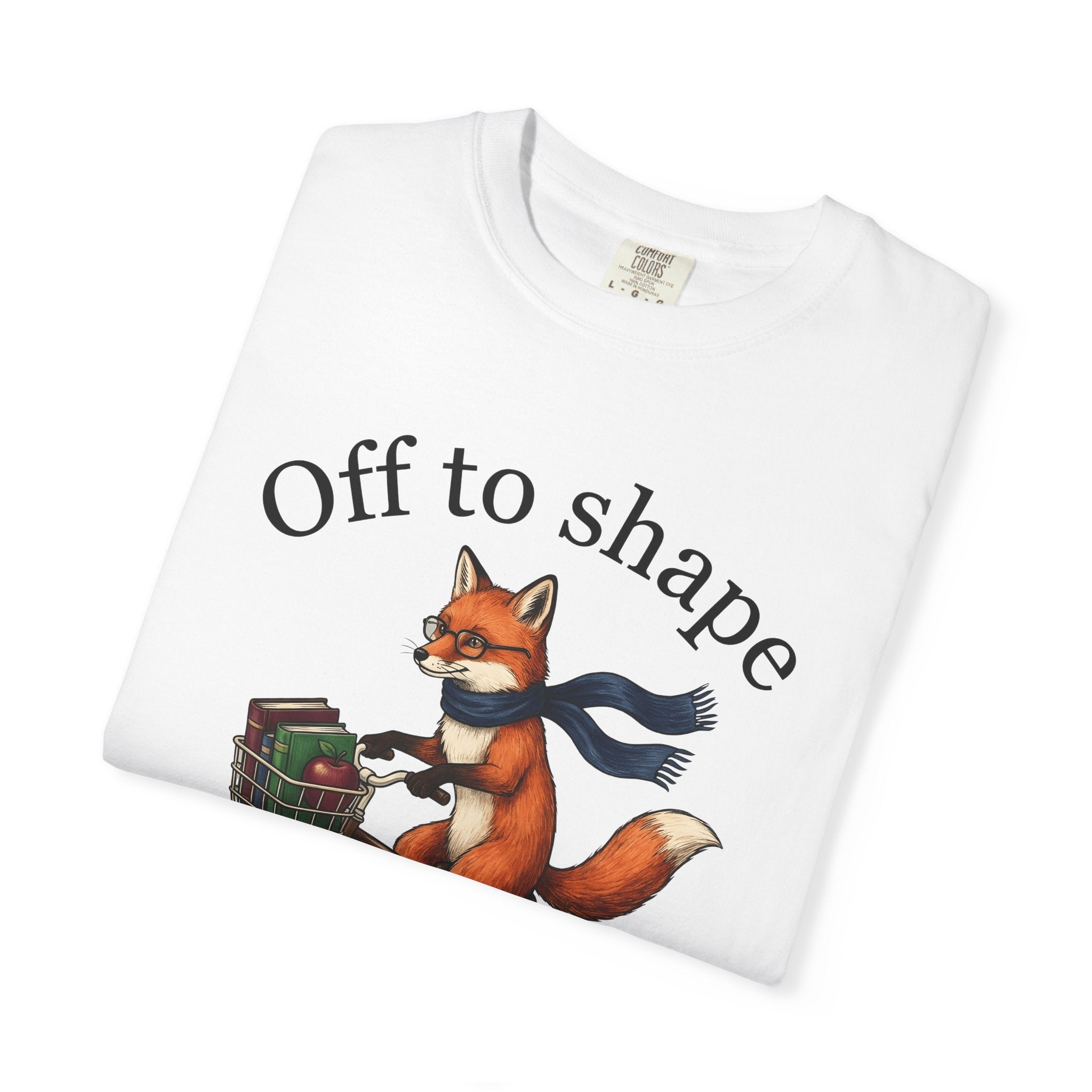 Fox Cycling Shirt Teacher Wildlife Gift Women Cute Tee Fox T-Shirt Educator Enthusiast Cartoon Tshirt Wildlife Graphic Doodle Book Stack