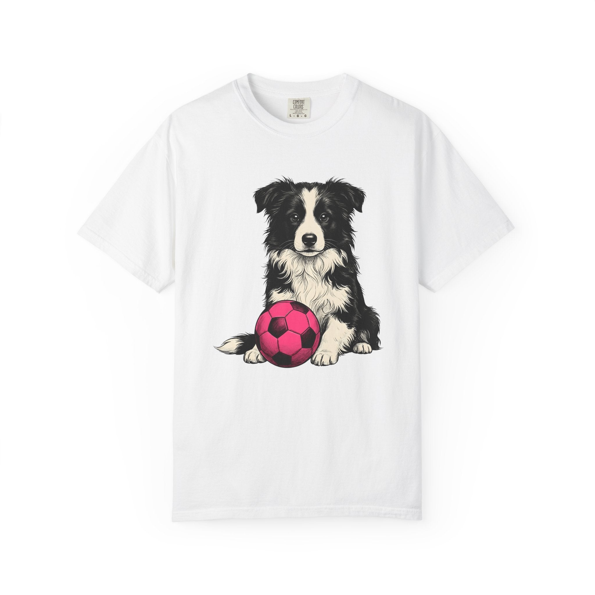 Border Collie Shirt Dog Sports Gift Women Hand Drawn Tee Collie T-Shirt Dog Fan Illustrated Graphic Tshirt Vintage Soccer Ball Tshirt