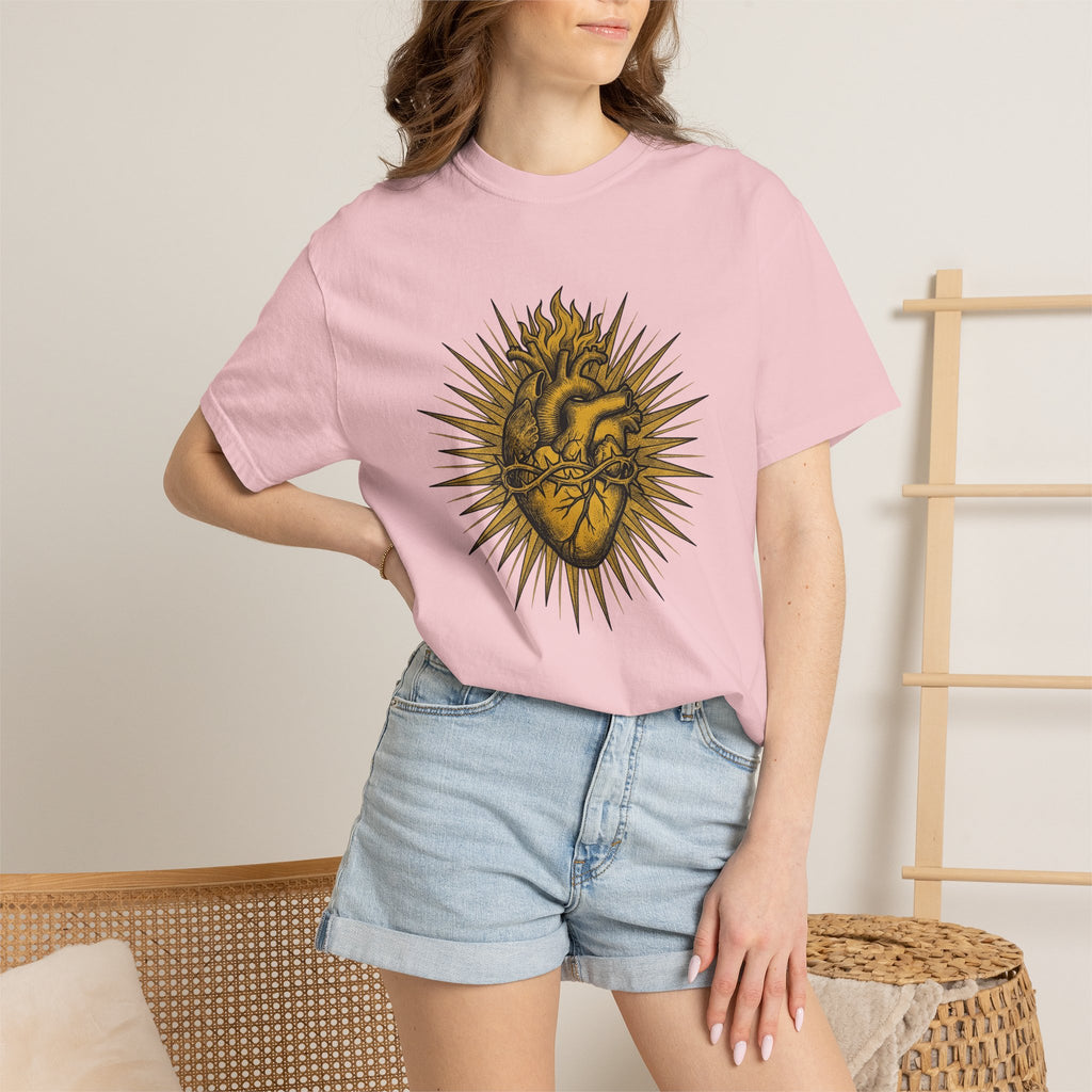Sacred Heart Shirt Sacred Heart Spiritual Gift Women Tattoo Tee Heart T-Shirt Mystic Enthusiast Tattooed Tshirt Spiritual Design Vintage