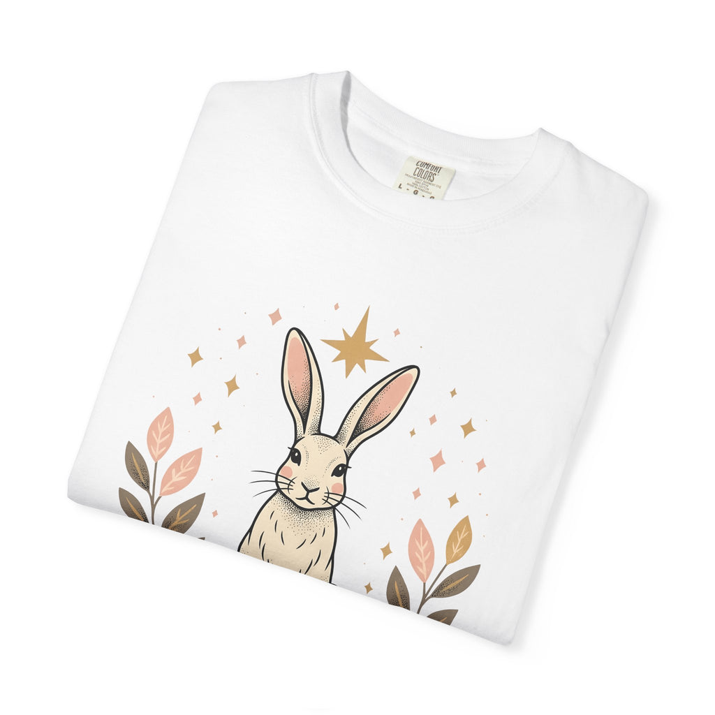 Bunny Art Shirt Animals & Flowers Earth Gift Women Folk Tee Rabbit T-Shirt Floral Fan Naive Tshirt Environmental Graphic Old School Petal