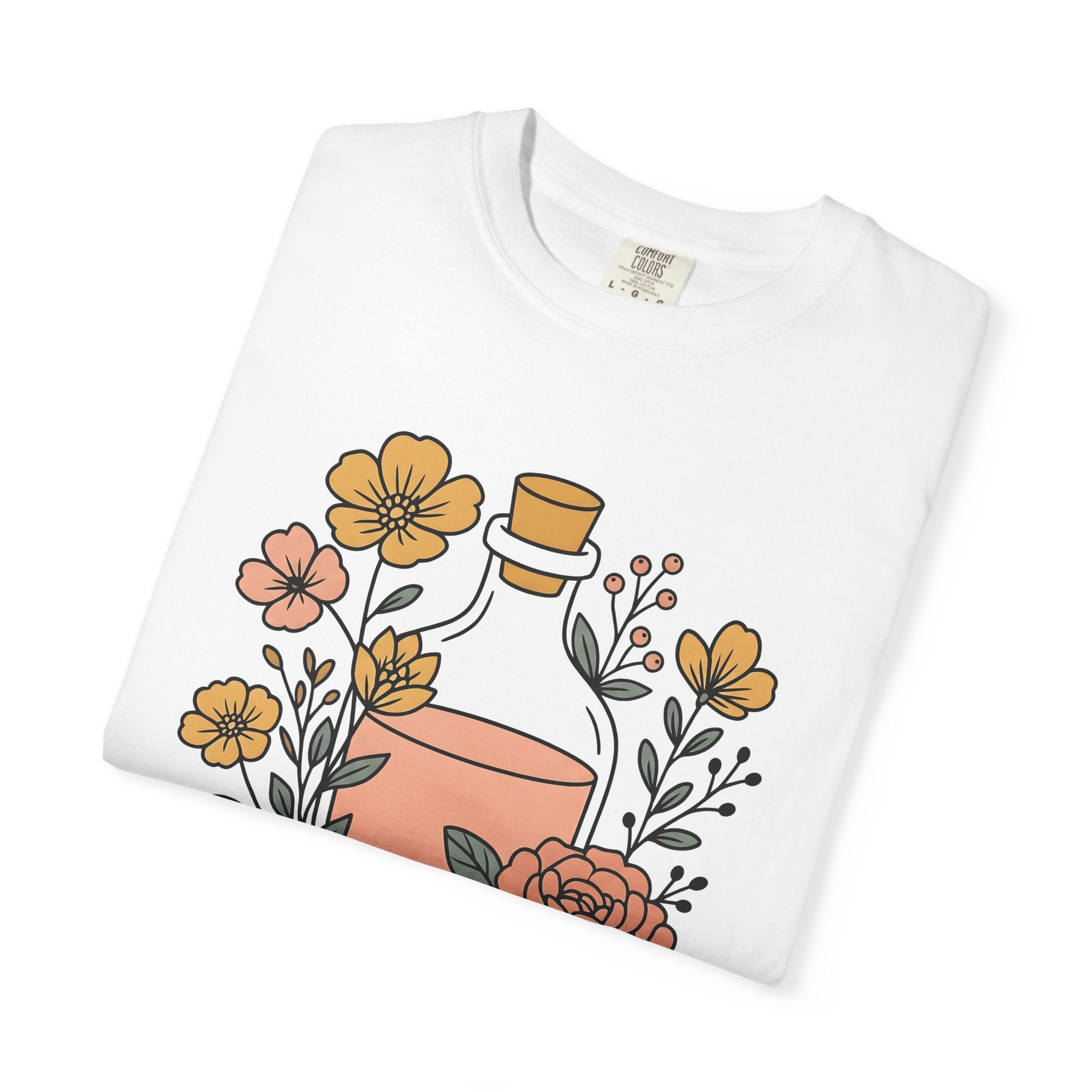 Potion Bottle Shirt Halloween Botanical Gift Women Floral Graphic Tee Apothecary T-Shirt Spooky Fan Graphic Tshirt Floral Illustration