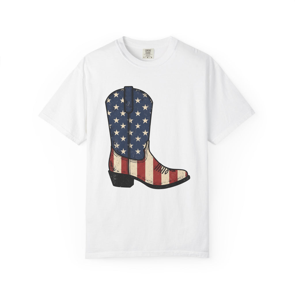 Cowboy Boot Shirt America Country Gift Women Hand Drawn Tee Boot T-Shirt American Fan Illustrated Tshirt Country Graphic Sketch Star Pattern