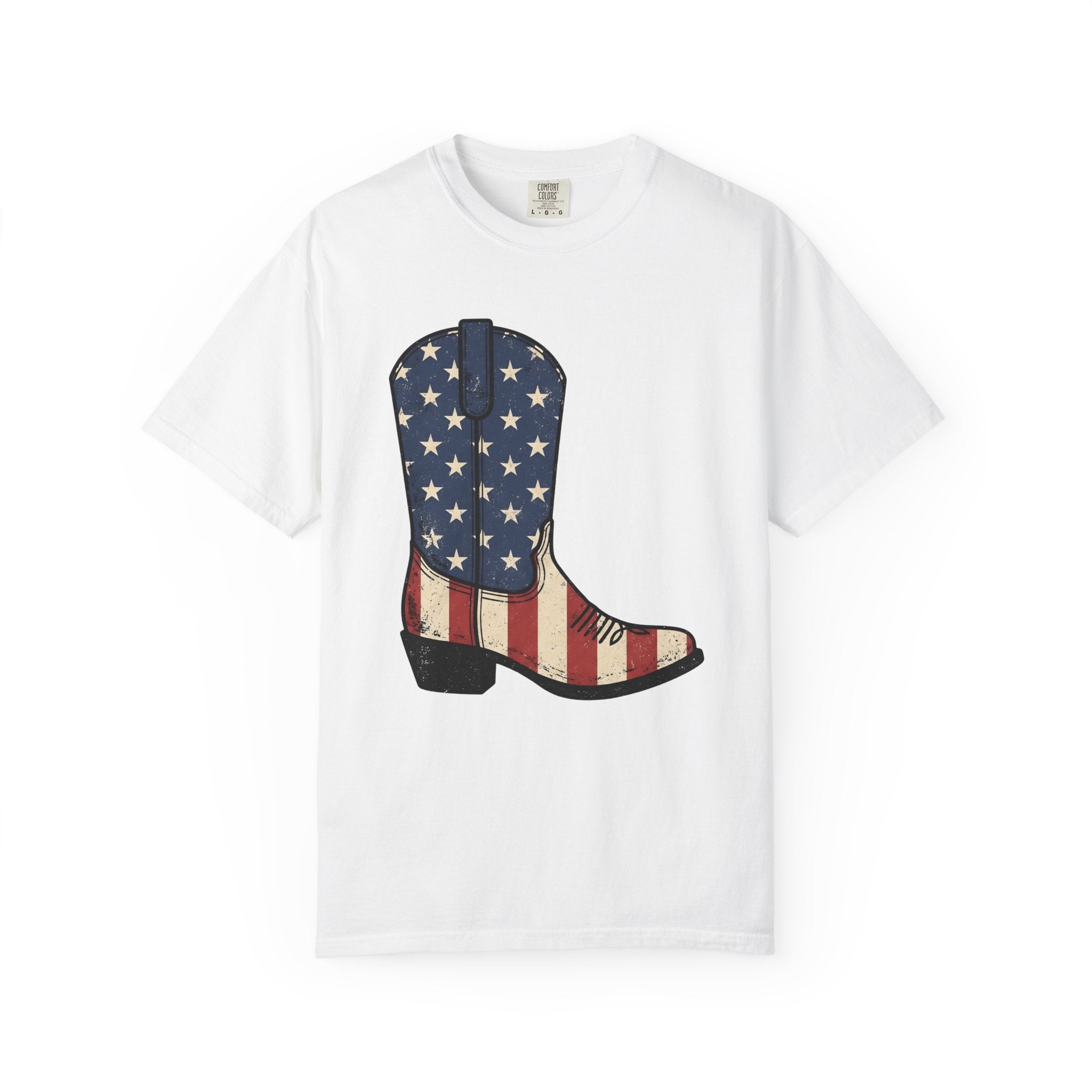 Cowboy Boot Shirt America Country Gift Women Hand Drawn Tee Boot T-Shirt American Fan Illustrated Tshirt Country Graphic Sketch Star Pattern