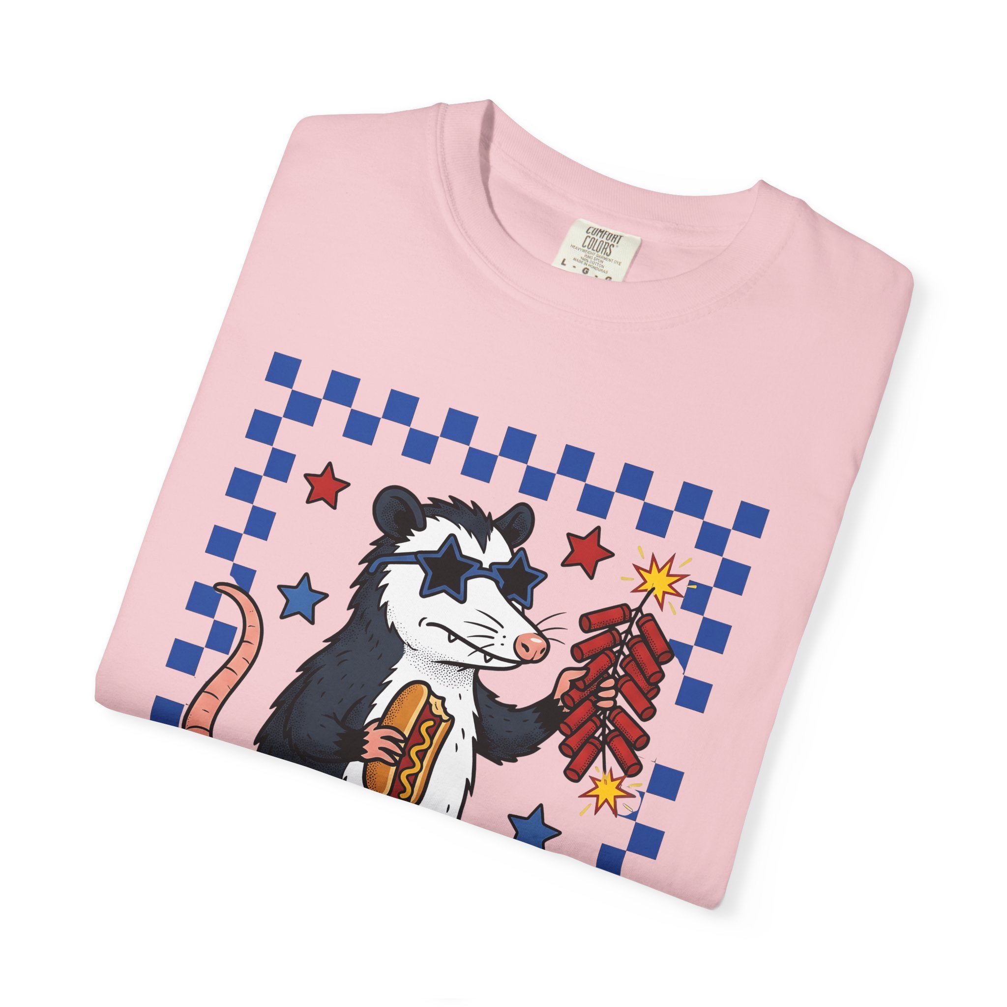 Possum Firework Shirt America 4Th Of July Holiday Gift Women Sketch Tee Fireworks T-Shirt Patriotic Fan Illustrated Tshirt Celebration