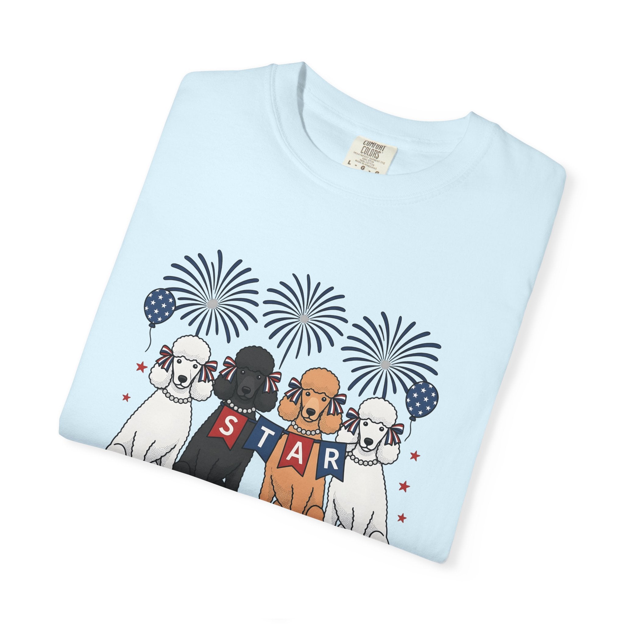 Poodle Dogs Shirt Dog Independence Gift Women Caricature Tee Poodle T-Shirt Dog Fan Cartoon Tshirt Freedom Graphic Nostalgic Pyrotechnics