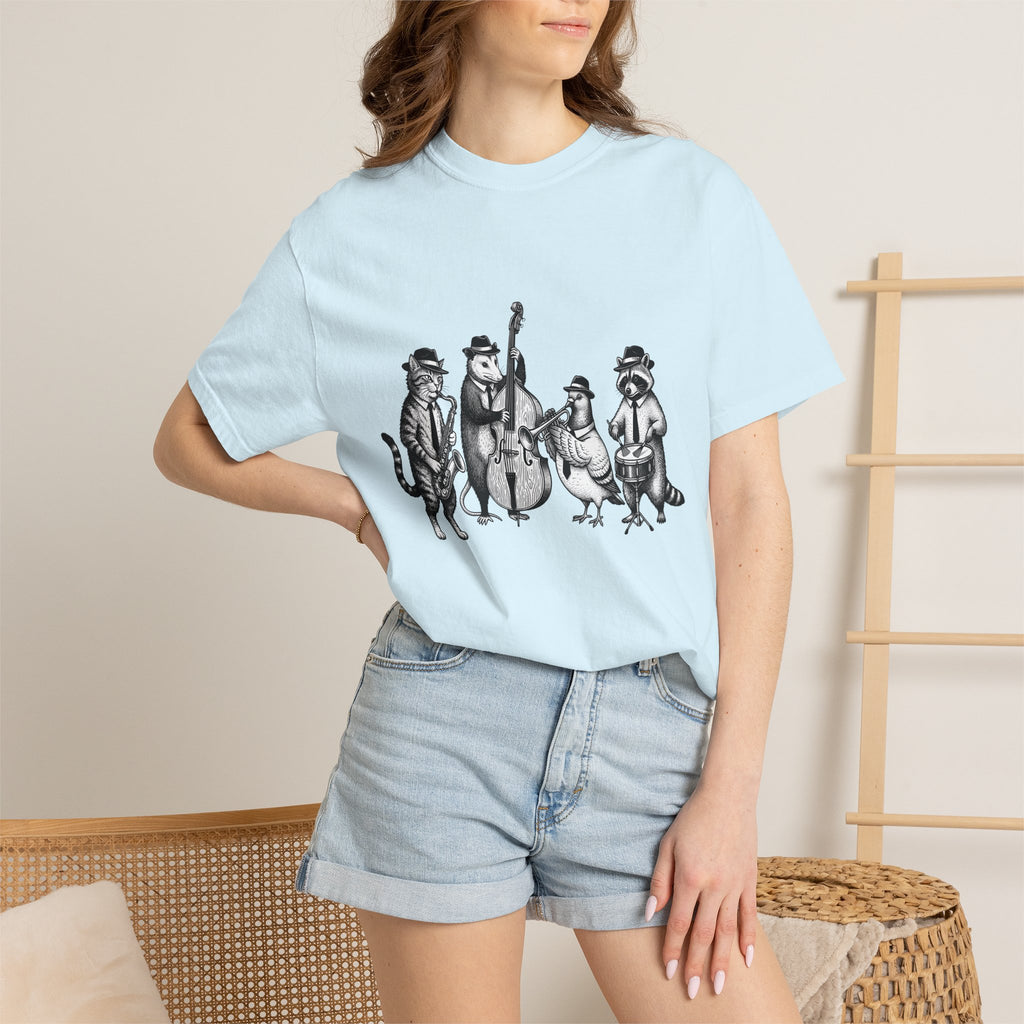 Jazz Band Animals Shirt Funny Band Gift Women Illustration Tee Animal Band T-Shirt Comedy Fan Cartoon Tshirt Orchestra Graphic Drawing