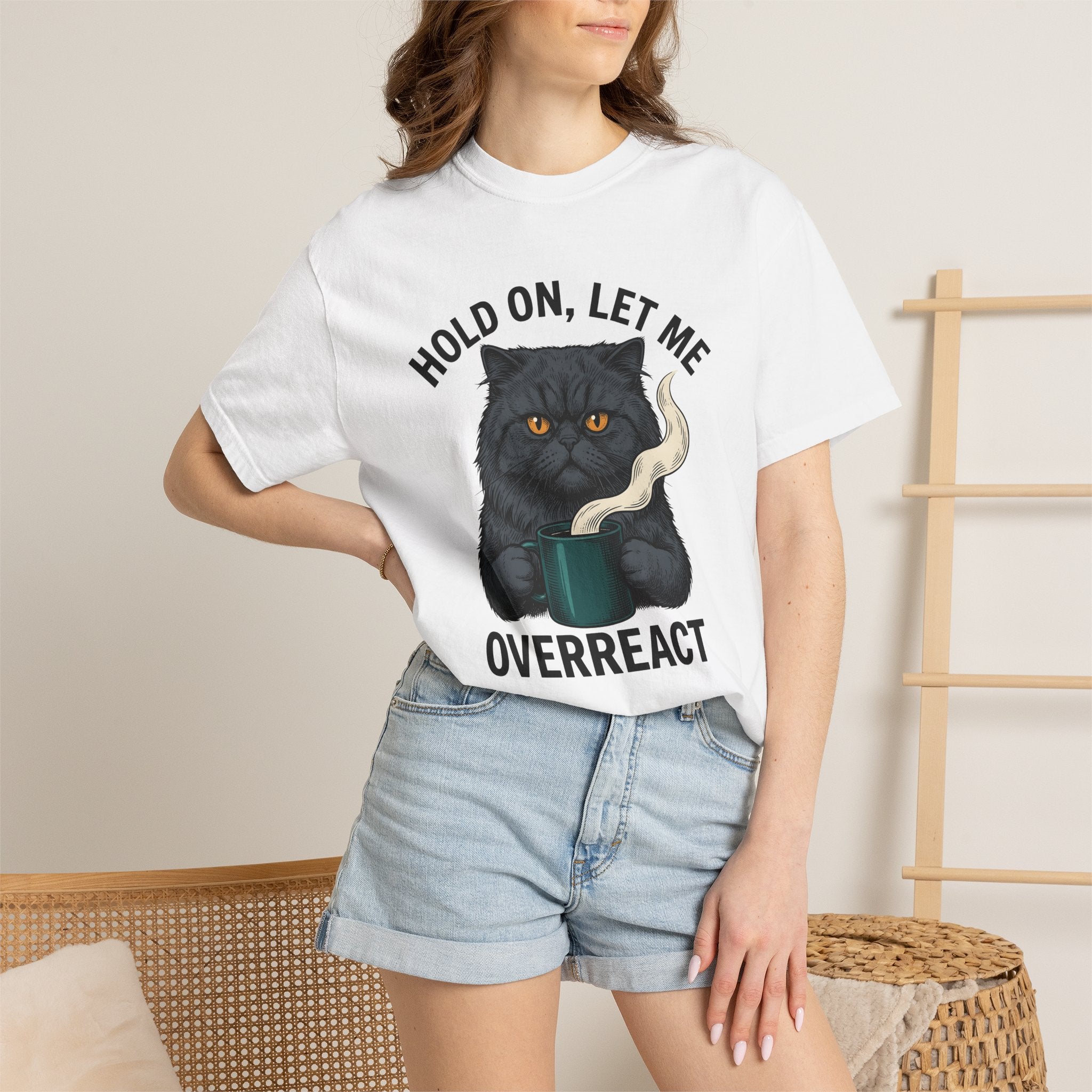 Grumpy Cat Coffee Shirt Coffee Cat Gift Women Vintage Tee Caffeine T-Shirt Coffee Fan Retro Tshirt Kitty Graphic Hand Drawn Steam Tshirt