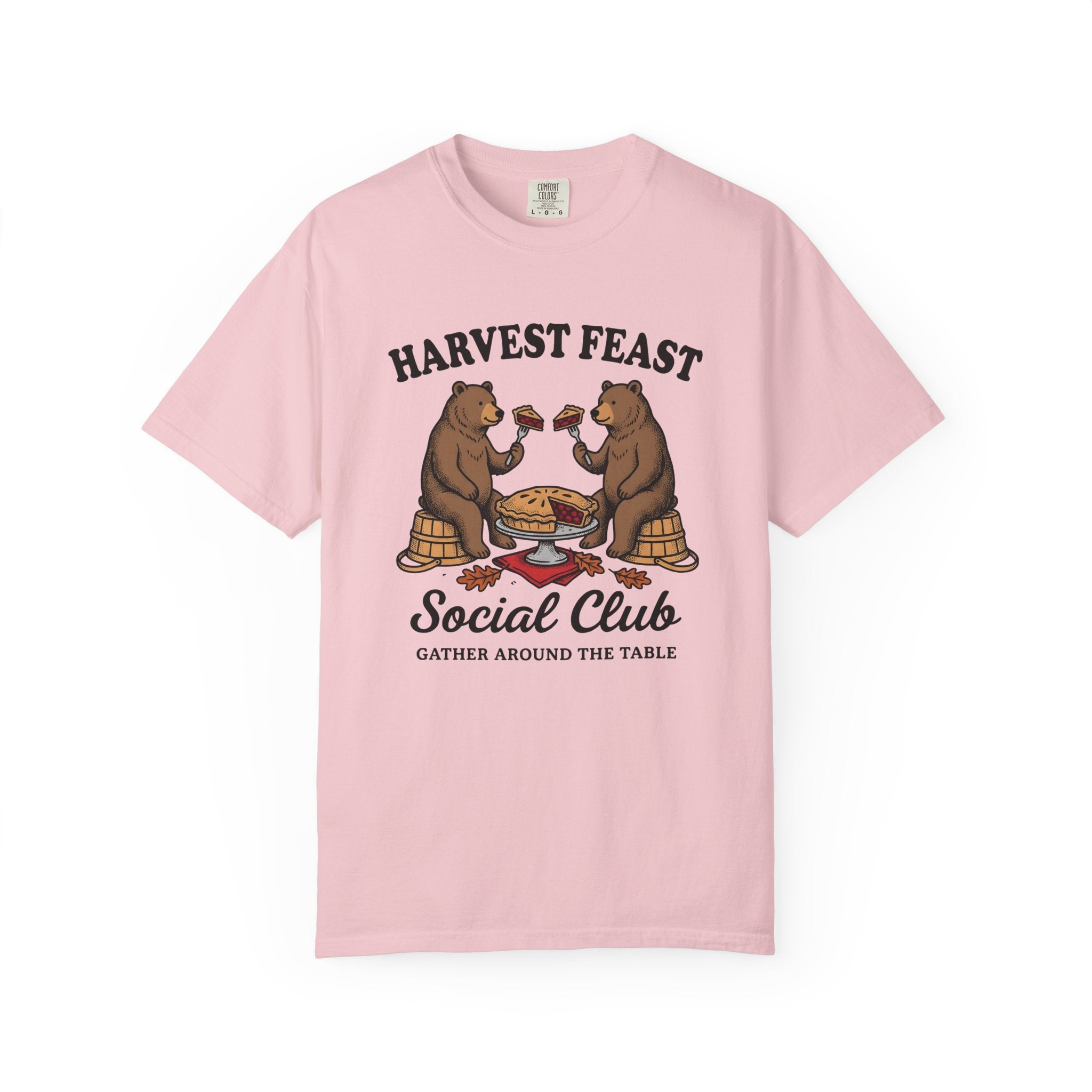Bear Pie Shirt Harvest Thanksgiving Gift Women Vintage Tee Pie T-Shirt Autumn Fan Retro Tshirt Turkey Graphic Hand Drawn Autumn Leaves