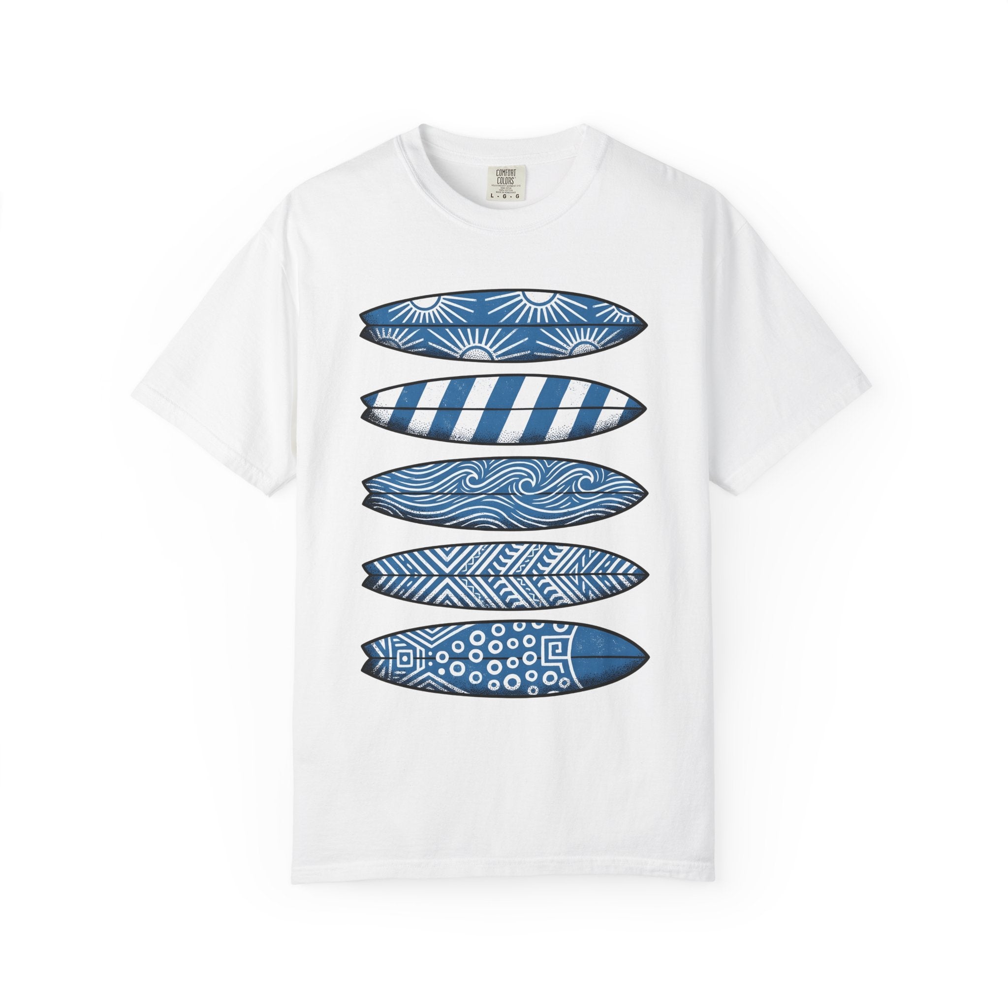 Surfboard Stack Shirt Surfing Coast Gift Women Folk Tee Surfboards T-Shirt Surfer Fan Handmade Tshirt Coastal Graphic Old School Abstract
