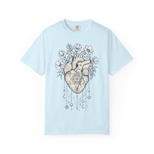 Anatomical Heart Floral Shirt Boho Chic Spiritual Gift Women Line Art Tee Heart T-Shirt Bohemian Enthusiast Illustrative Tshirt Mystical