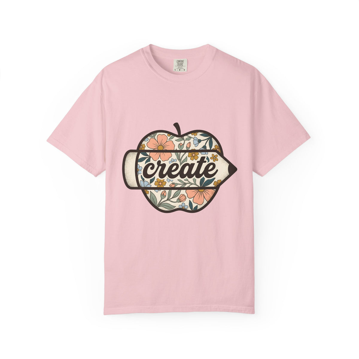 Flower Apple Pen Shirt Teachers School Unisex Gift Hippie Tee Apple Pencil