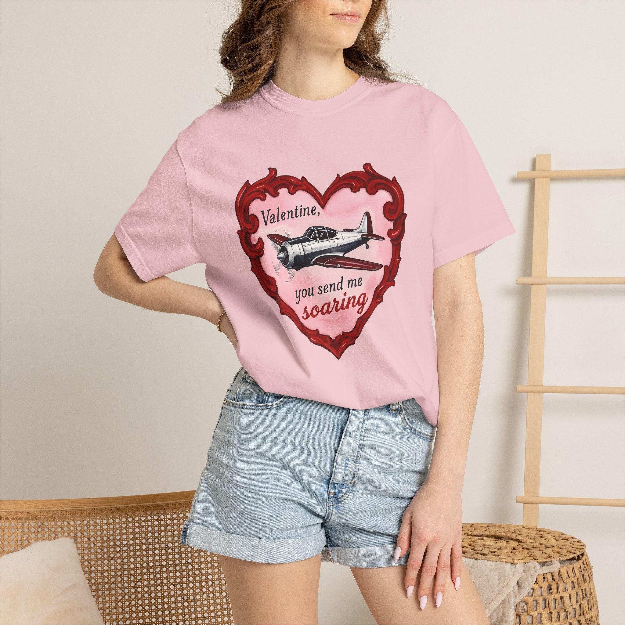 Airplane Love Shirt St Valentines Day Airplane Gift Women Retro Tee Aeroplane T-Shirt Valentine Fan Vintage Tshirt Aircraft Graphic Sketch