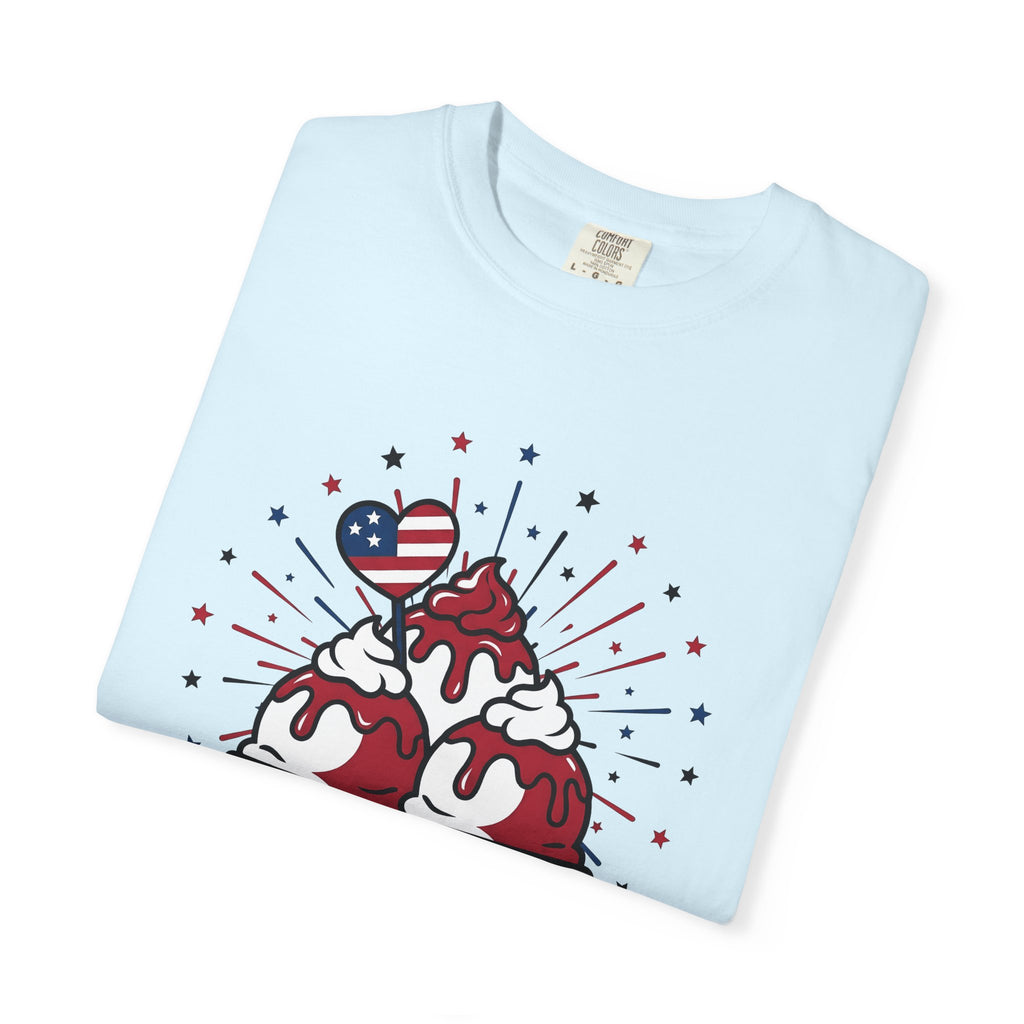 Ice Cream Scoop Shirt Desserts America Gift Women Kawaii Tee Ice Cream Ball T-Shirt Sweets Fan Cute Tshirt Usa Graphic Classic Glitter